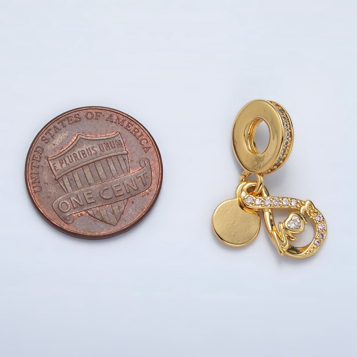 24K Gold Filled "MOM" Infinity Micro Paced CZ Rhondelle Bail Double Drop Pendant | AC093