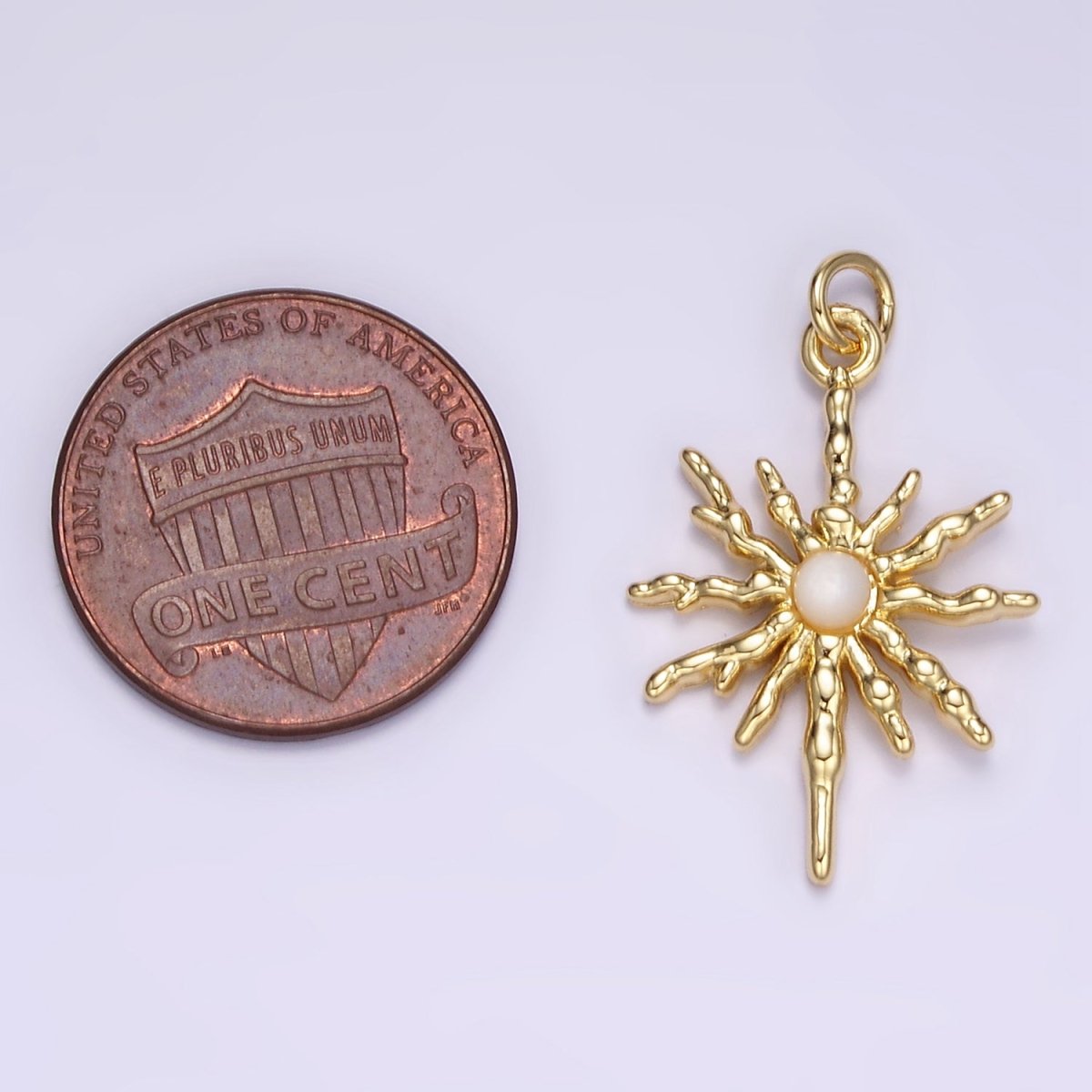 24K Gold Filled Moonstone Celestial Molten Sun Charm | M129