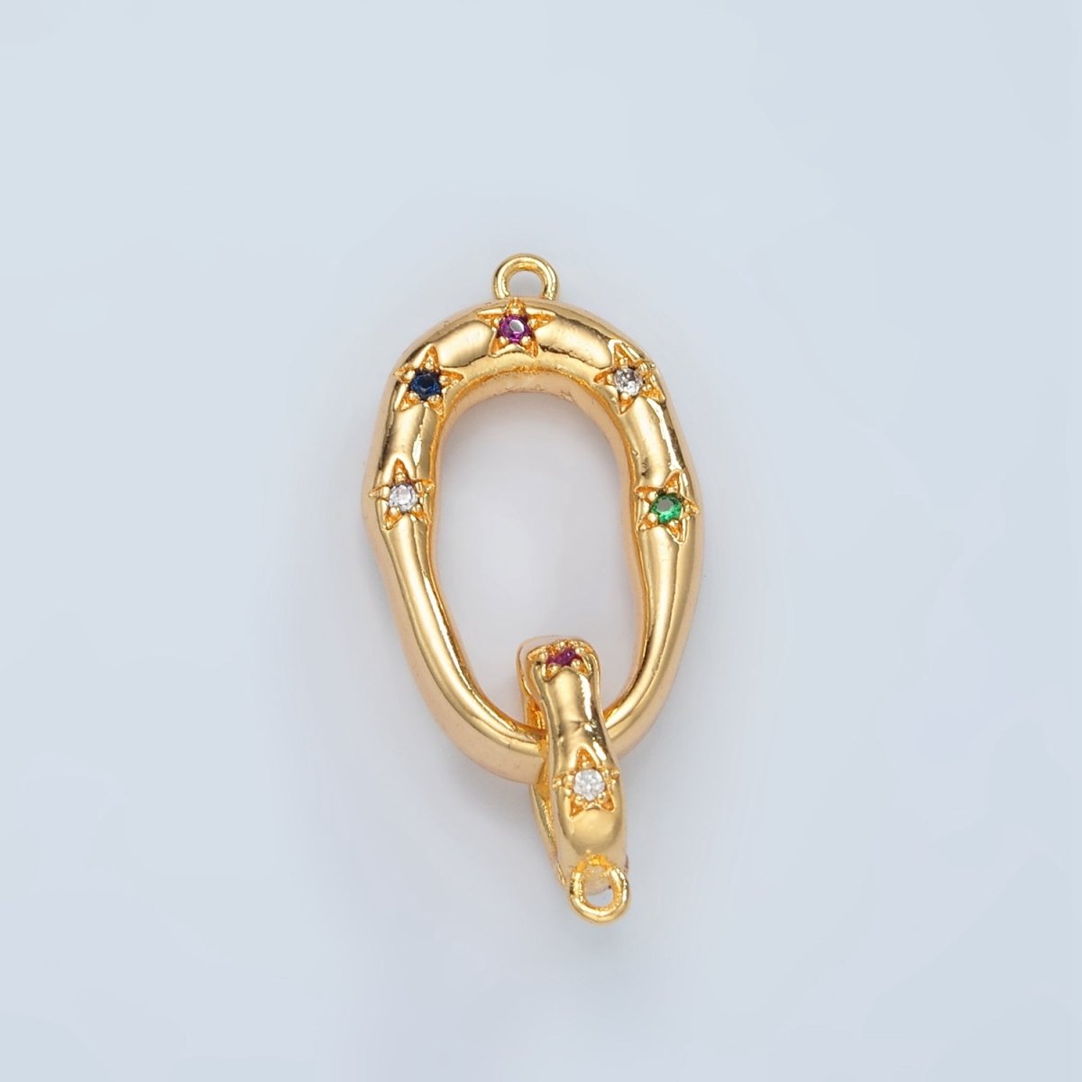 24K Gold Filled Multicolor CZ Celestial Star Snap Latch Findings Set | L072