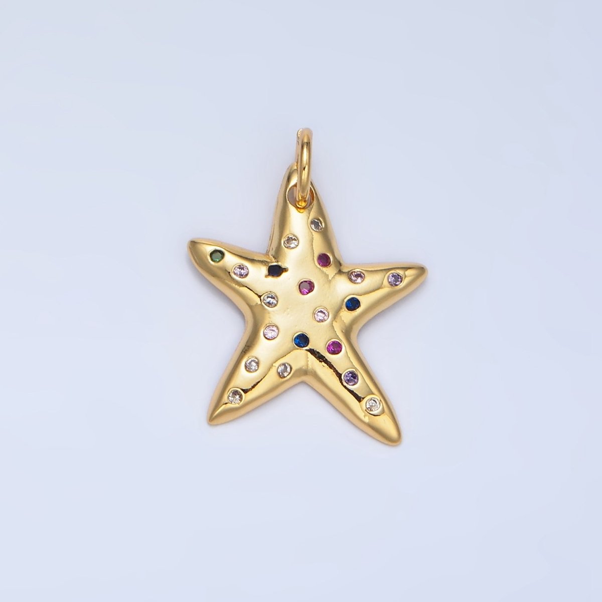 24K Gold Filled Multicolor CZ Dotted Celestial Star Charm | X608