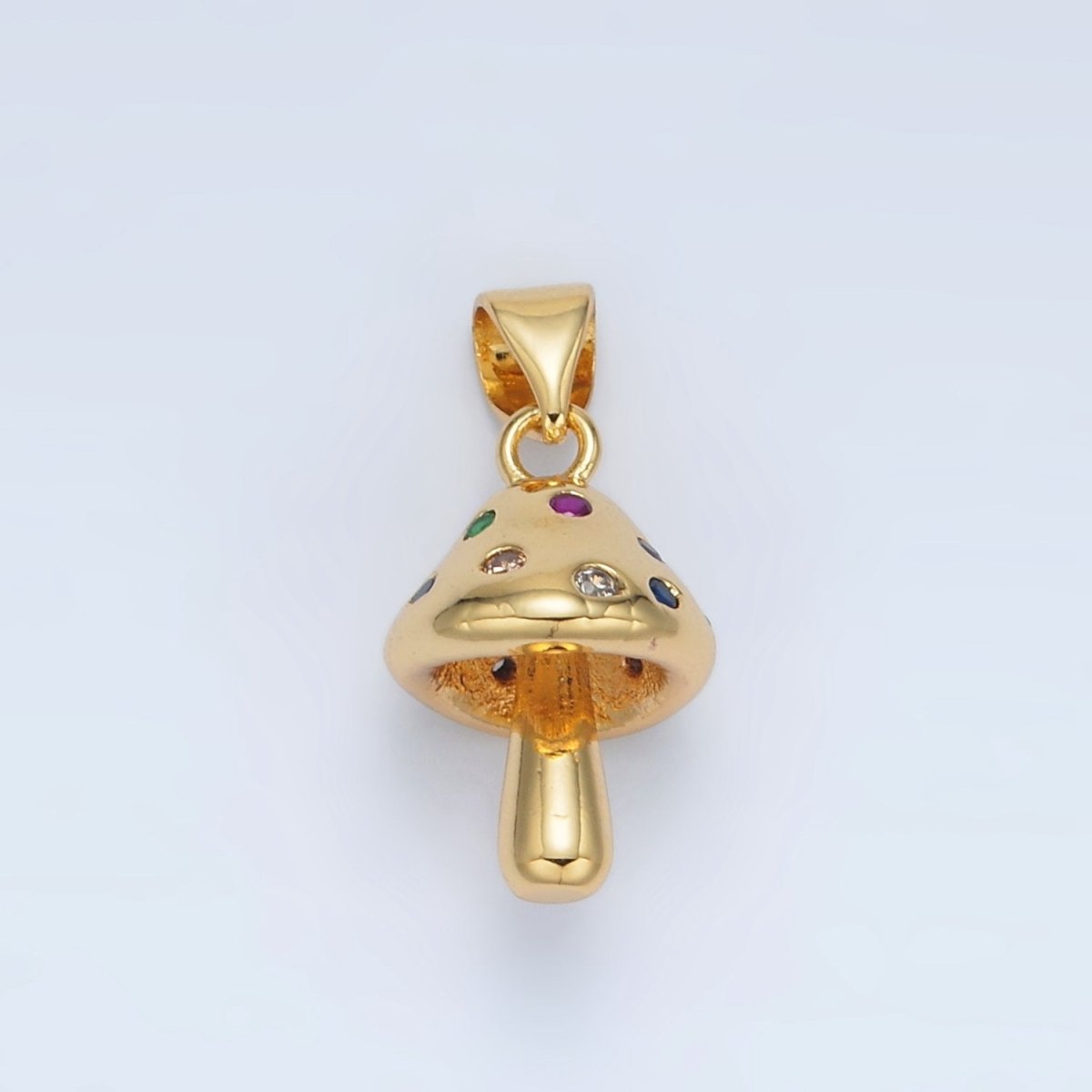 24K Gold Filled Multicolor CZ Dotted Mushroom Pendant | AA1407