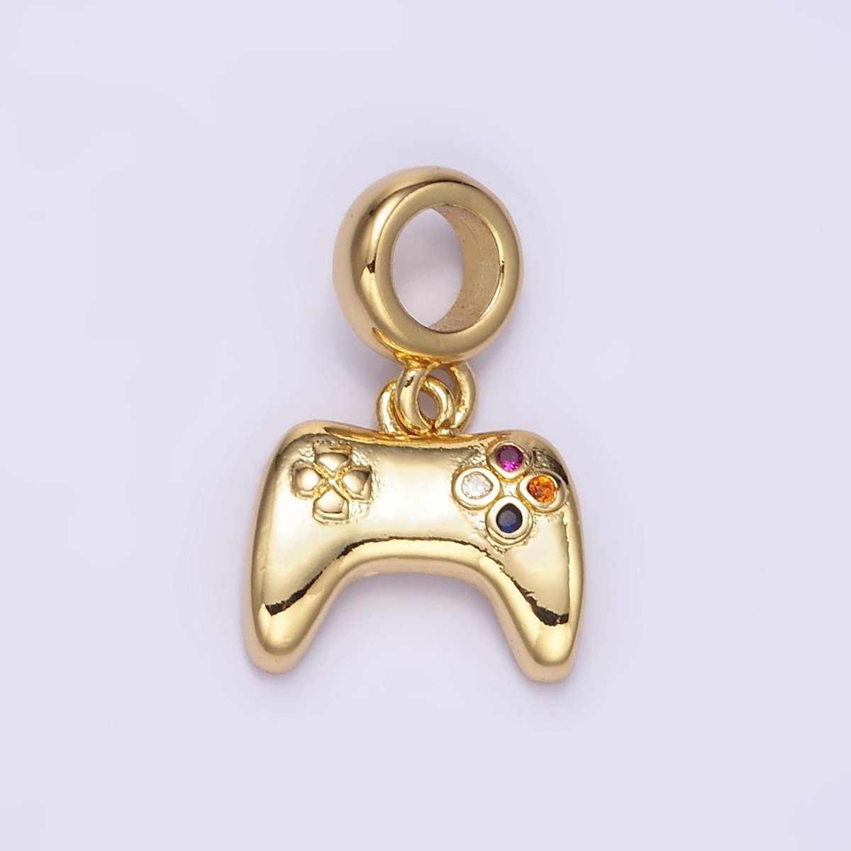 24K Gold Filled Multicolor CZ Game Console Controller Rhondelle Bail Pendant | M121