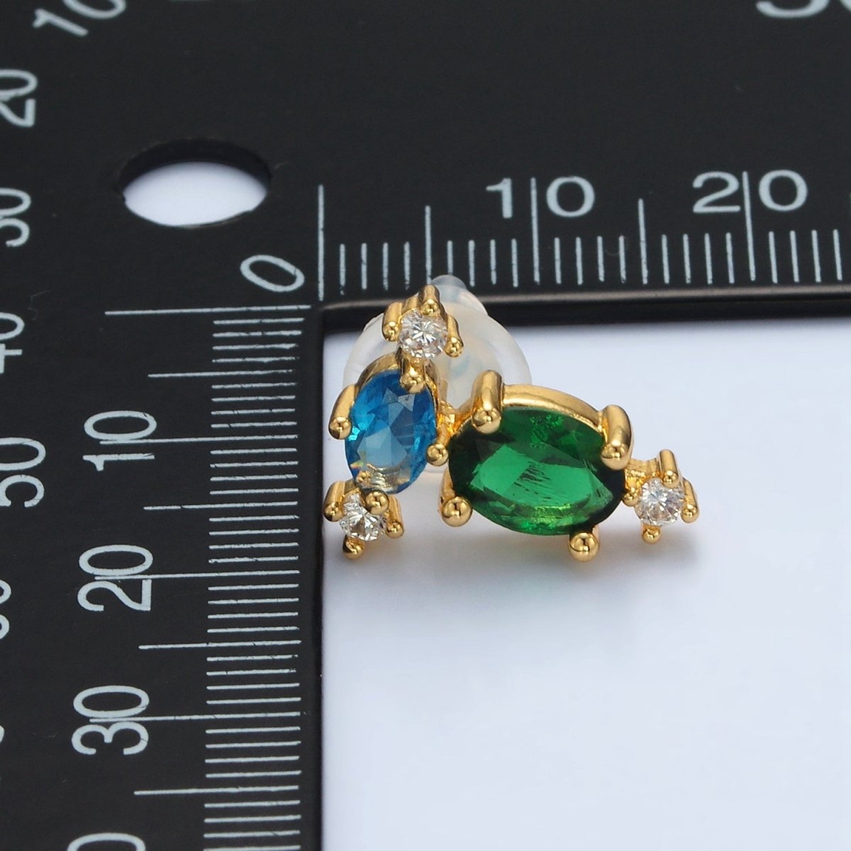 24K Gold Filled Multicolor CZ Geometric Stud Earrings | T298