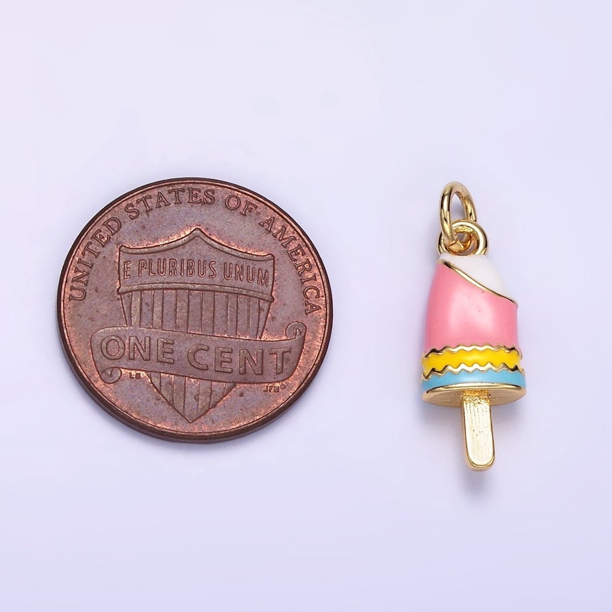 24K Gold Filled Multicolor Enamel Ice Cream Popsicle Charm | C692