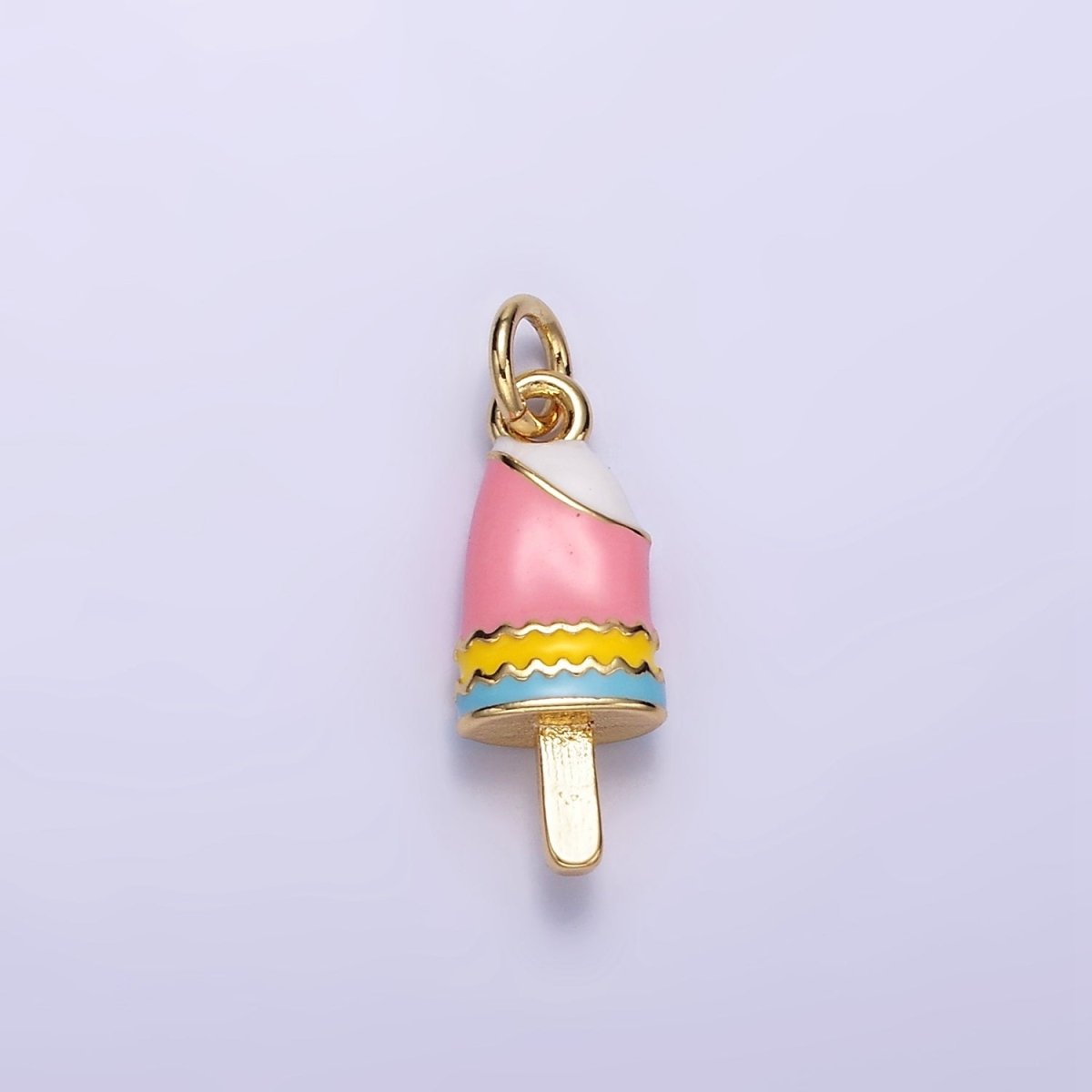 24K Gold Filled Multicolor Enamel Ice Cream Popsicle Charm | C692
