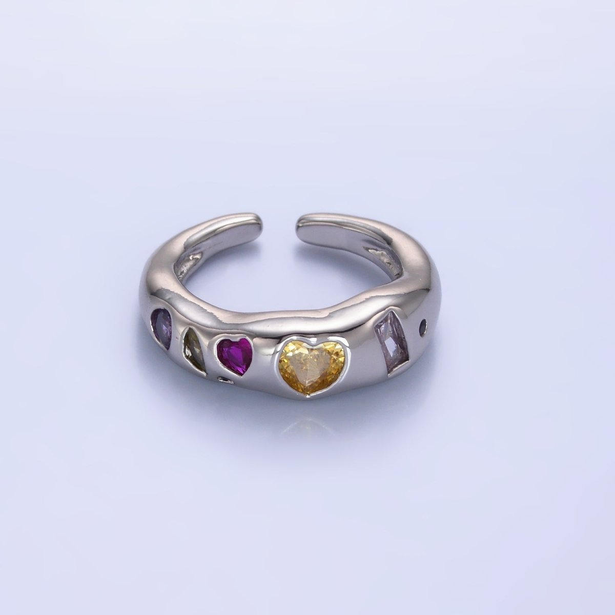 24K Gold Filled Multicolor Geometric CZ Ring in Gold & Silver | O740 O743