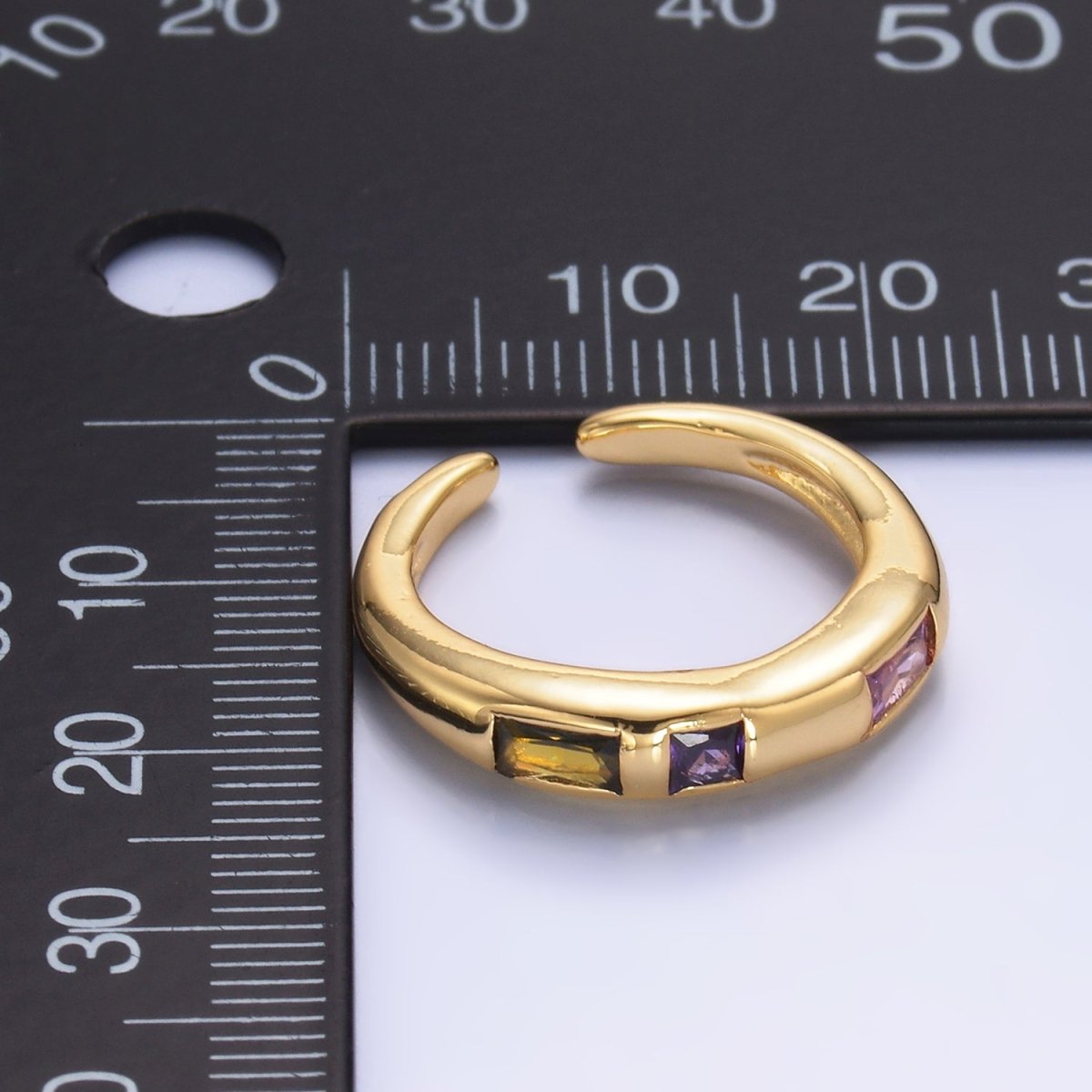 24K Gold Filled Multicolor Linear CZ Ring in Gold & Silver | O750 O742