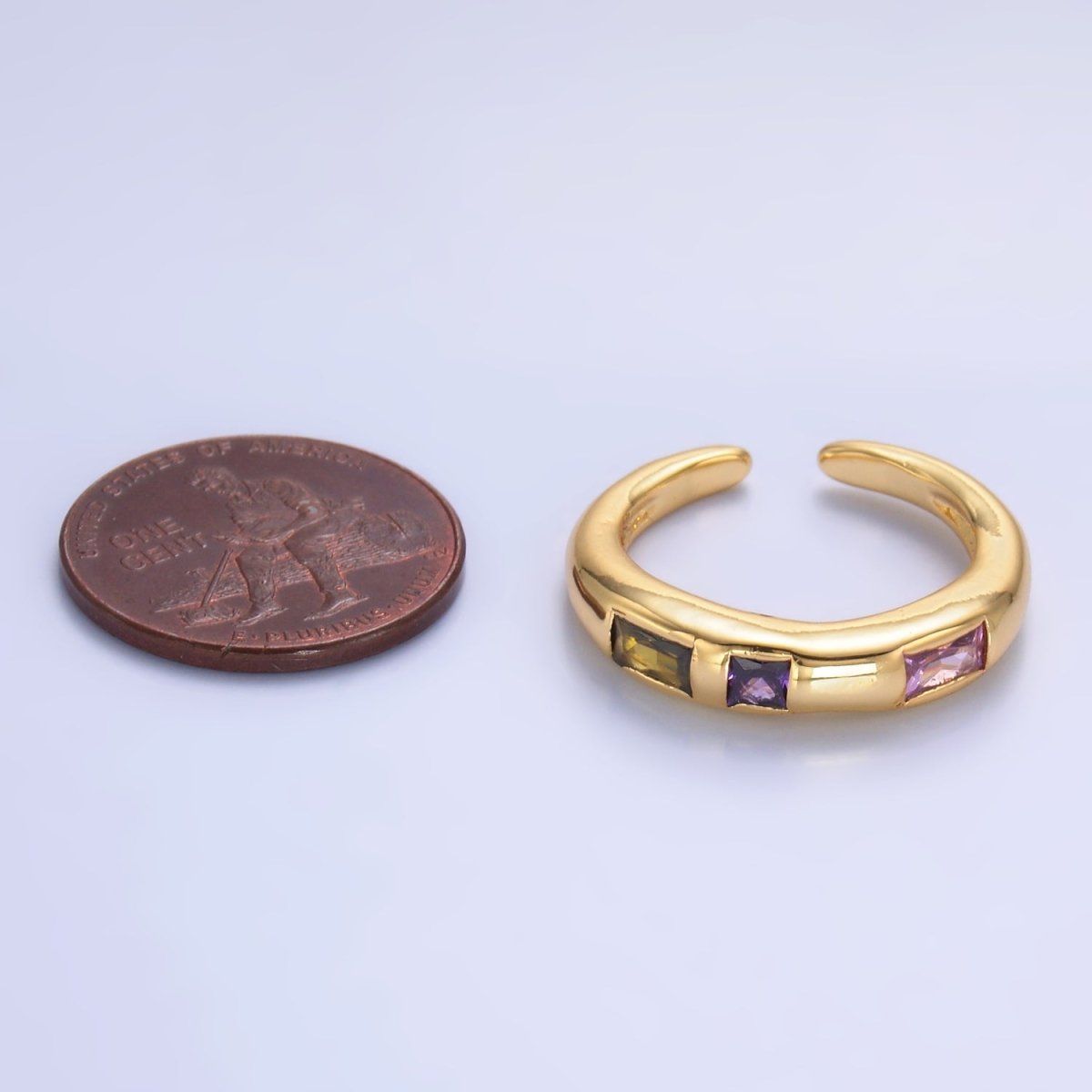 24K Gold Filled Multicolor Linear CZ Ring in Gold & Silver | O750 O742