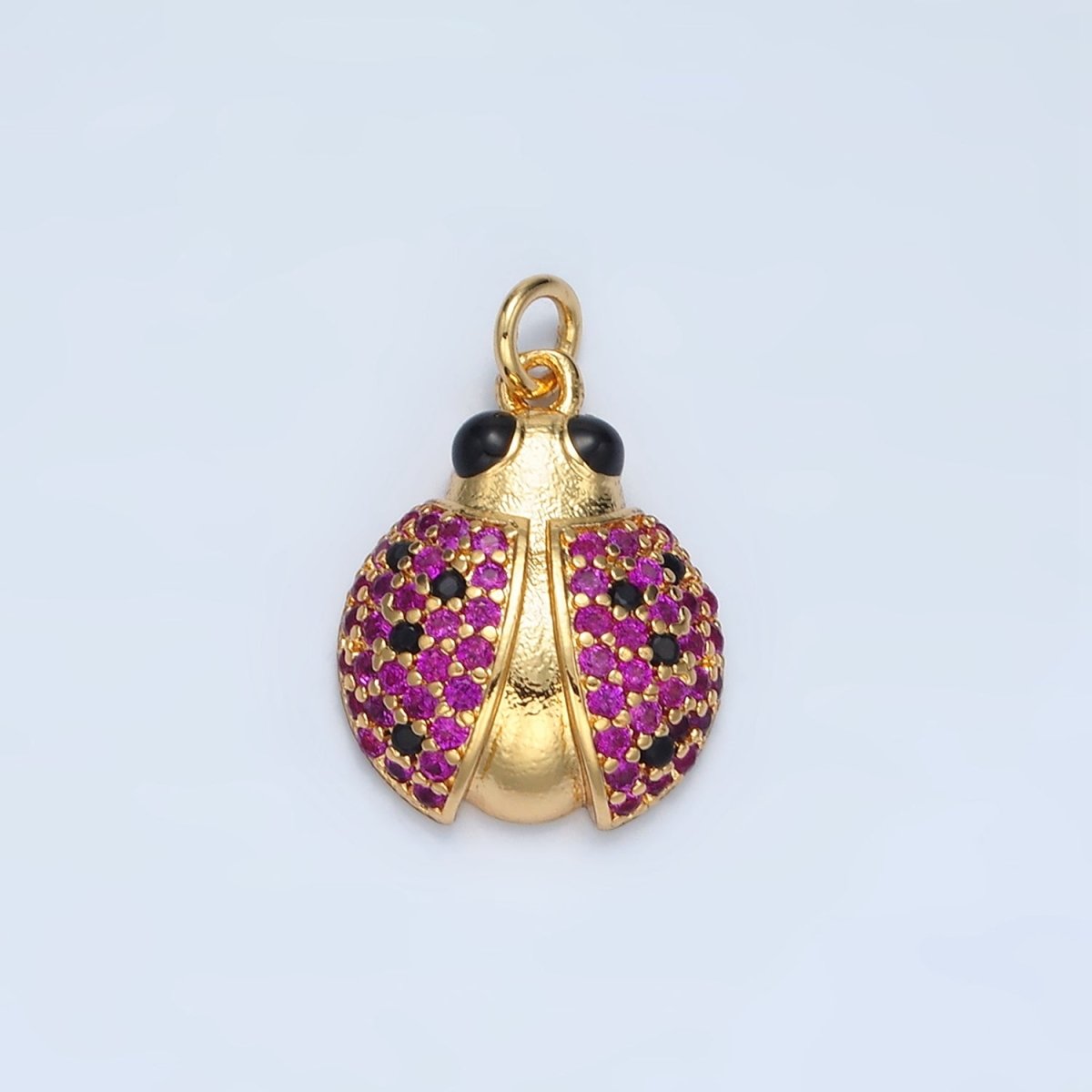 24K Gold Filled Multicolor Micro Paved Cute Ladybug Insect Animal Charm | M-895