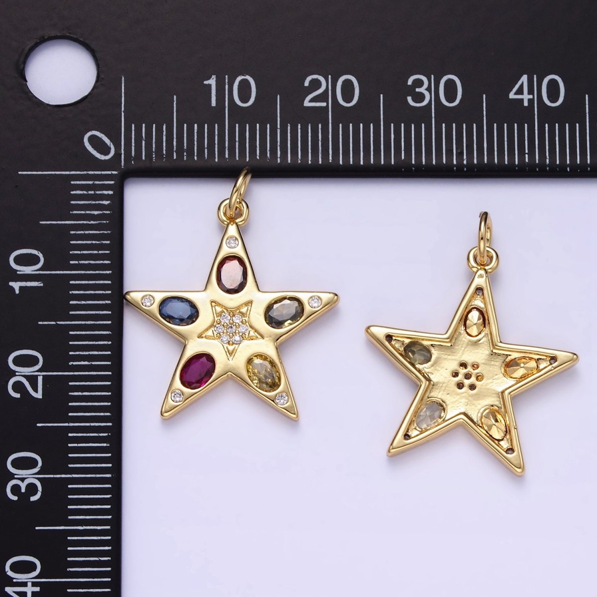 24K Gold Filled Multicolor Micro Paved CZ Celestial Star Charm | E363