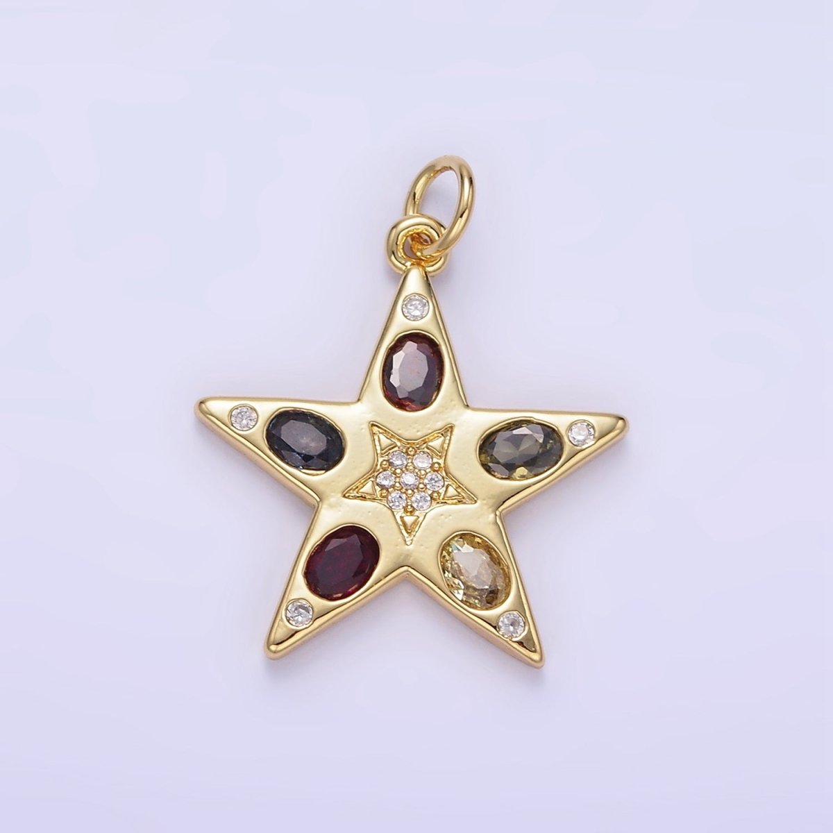 24K Gold Filled Multicolor Micro Paved CZ Celestial Star Charm | E363