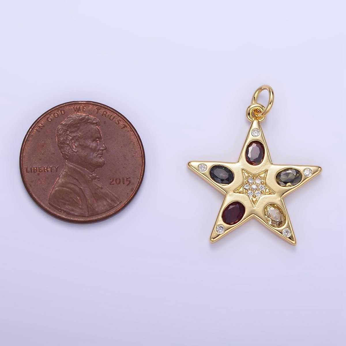 24K Gold Filled Multicolor Micro Paved CZ Celestial Star Charm | E363
