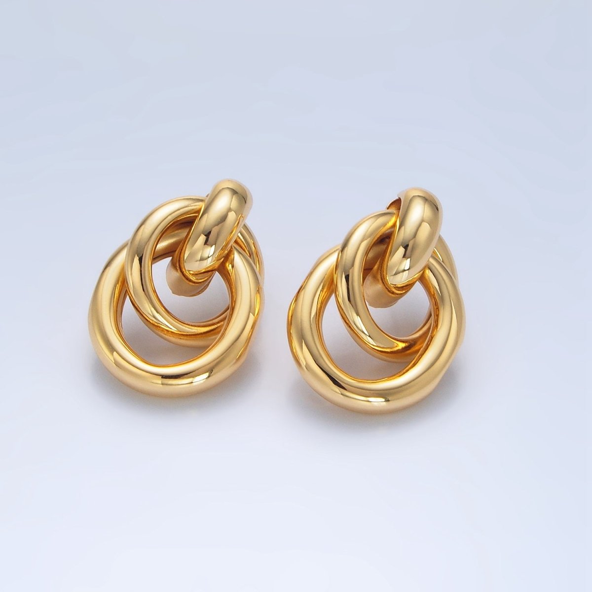 24K Gold Filled Multiple Band Drop Stud Earrings in Gold, Silver & Mixed Metal | AD697 AD698 AD699