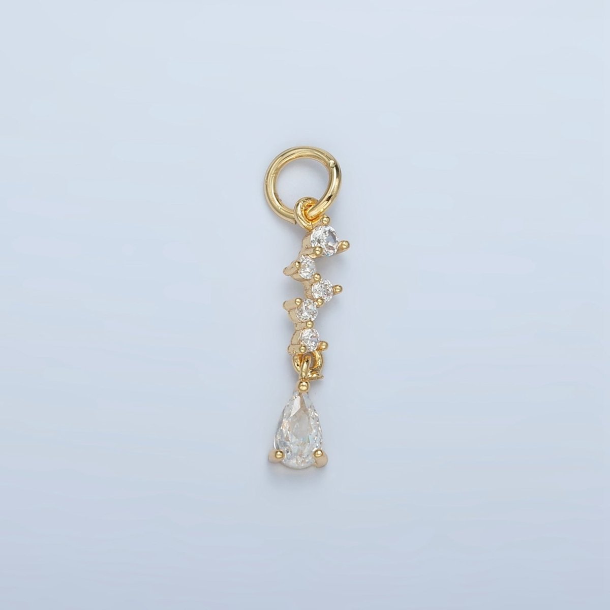 24K Gold Filled Multiple Clear CZ Teardrop Drop Charm | N1393