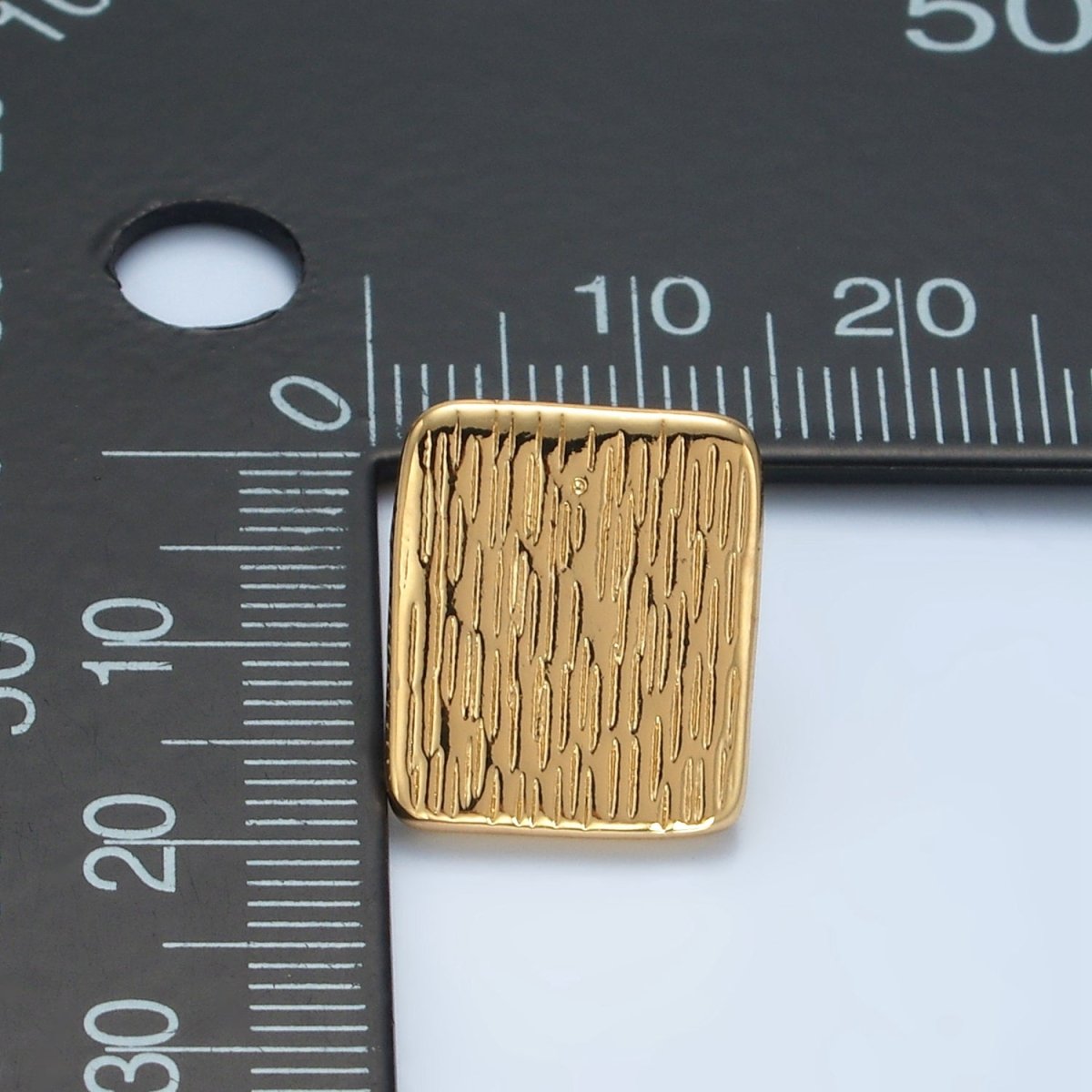 24K Gold Filled Multiple Lined Bar Rectangular Stud Earrings | AD652