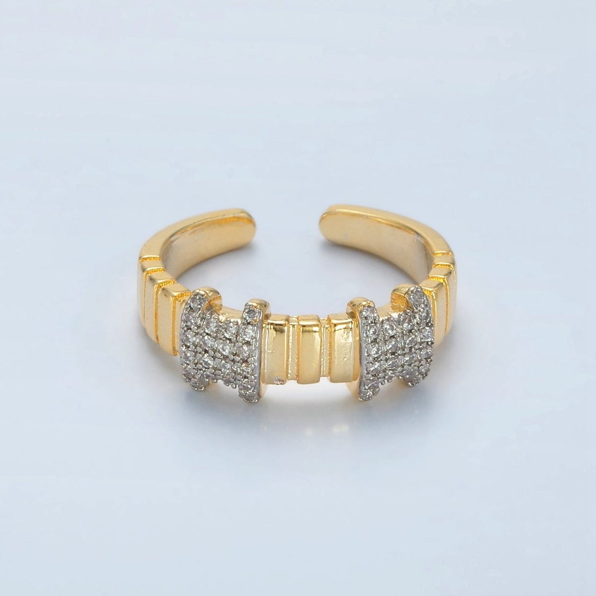 24K Gold Filled Multiple Micro Paved CZ Bar Band Ring | O1402