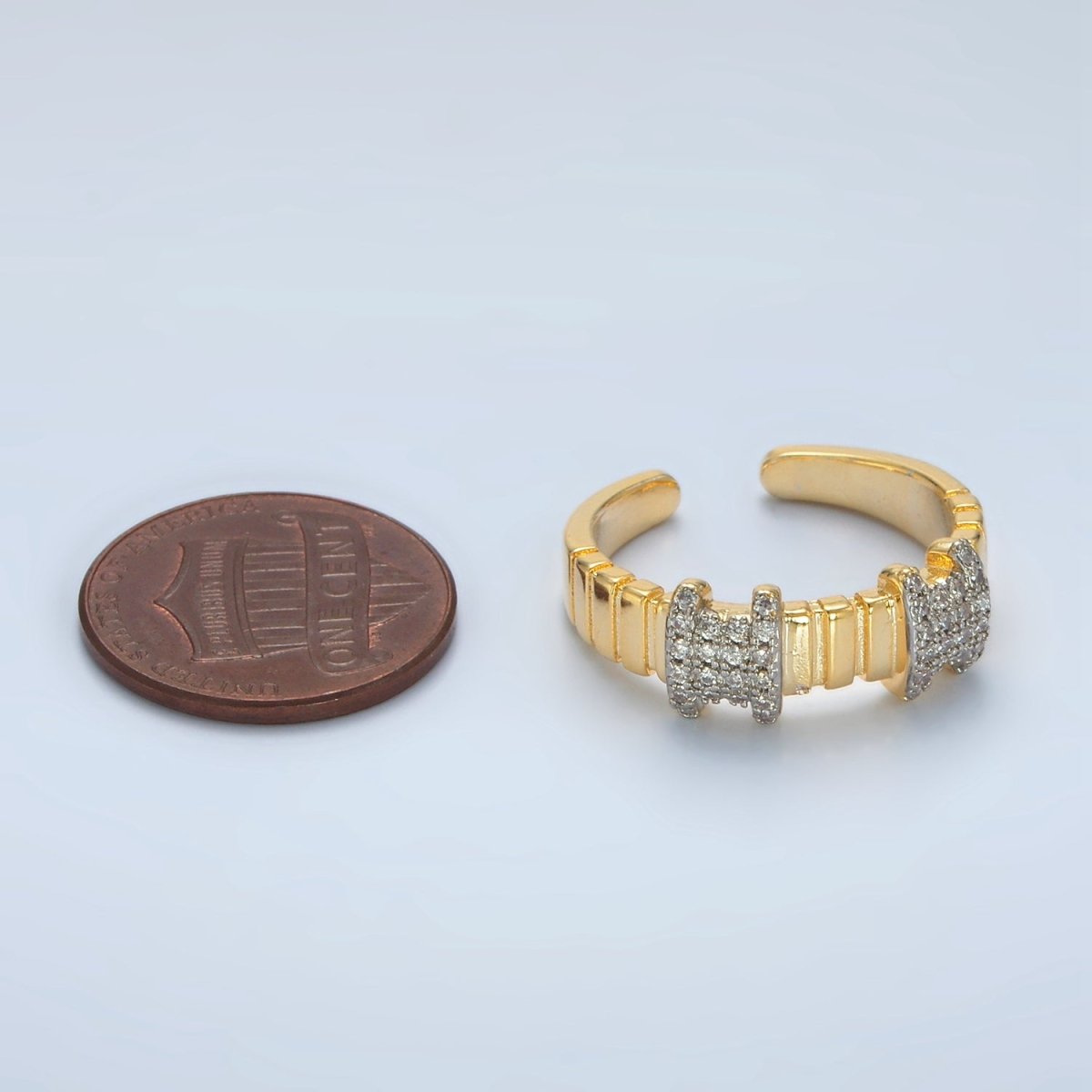24K Gold Filled Multiple Micro Paved CZ Bar Band Ring | O1402