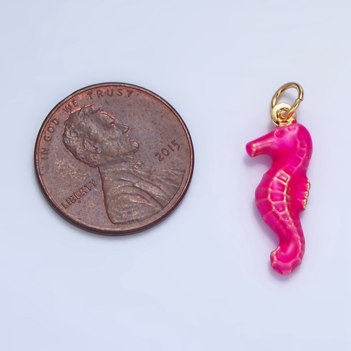 24K Gold Filled Neon Black, Blue, Pink, Yellow, Teal Seahorse Charm | X786 - X788