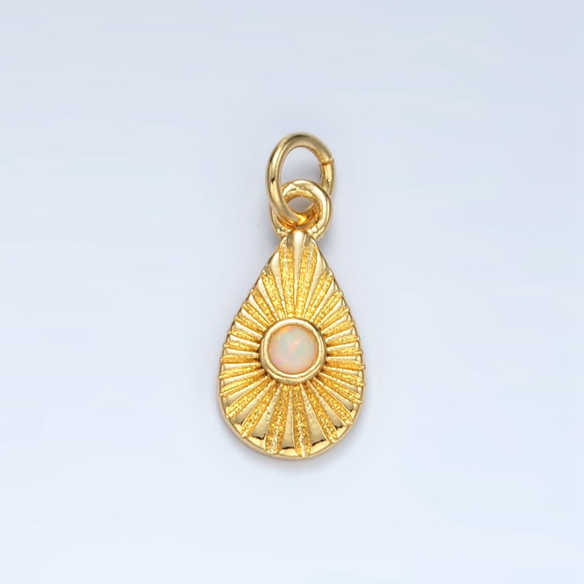 24K Gold Filled Opal Sunburst Teardrop Mini Charm | AG857