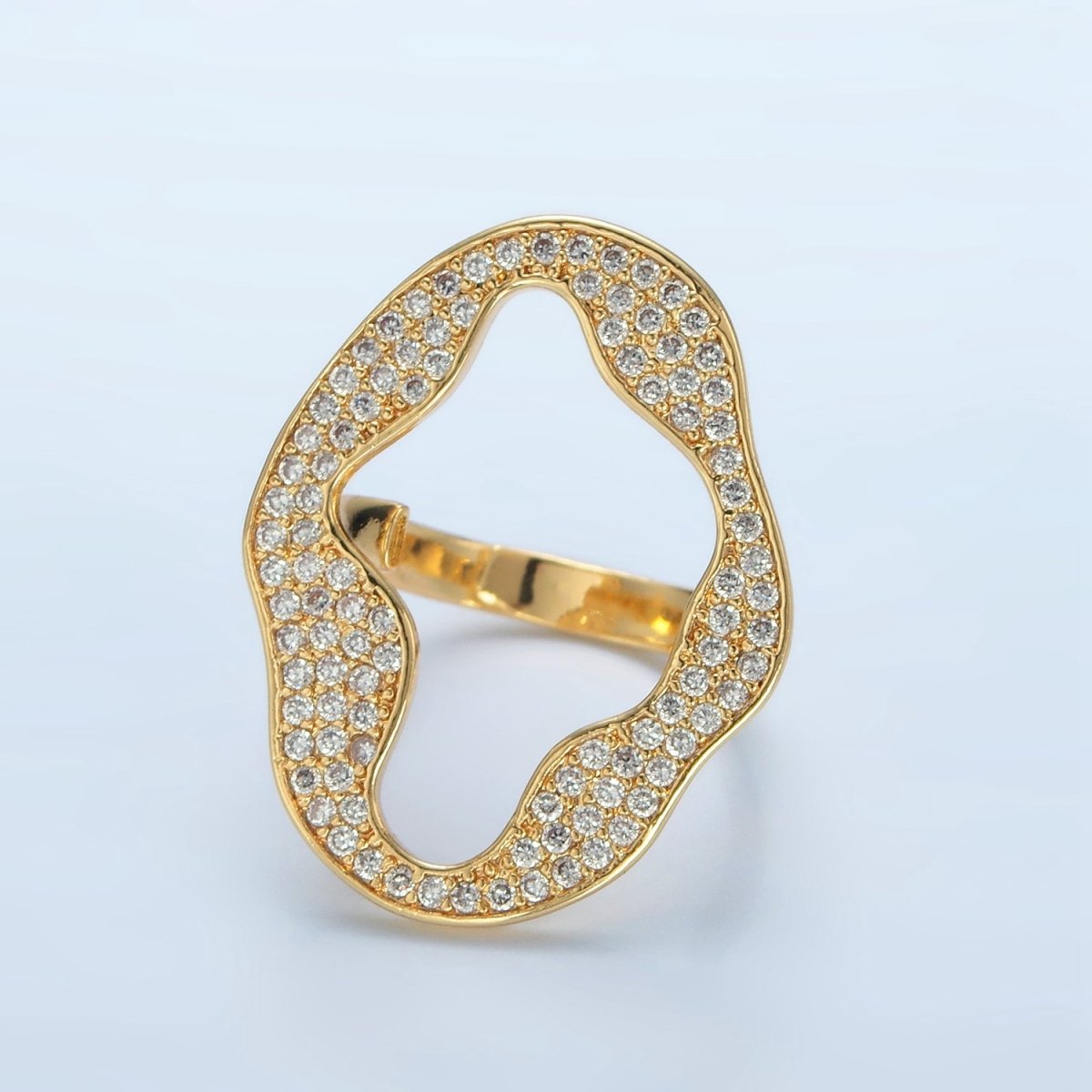 24K Gold Filled Open Abstract Micro Paved CZ Ring | U326