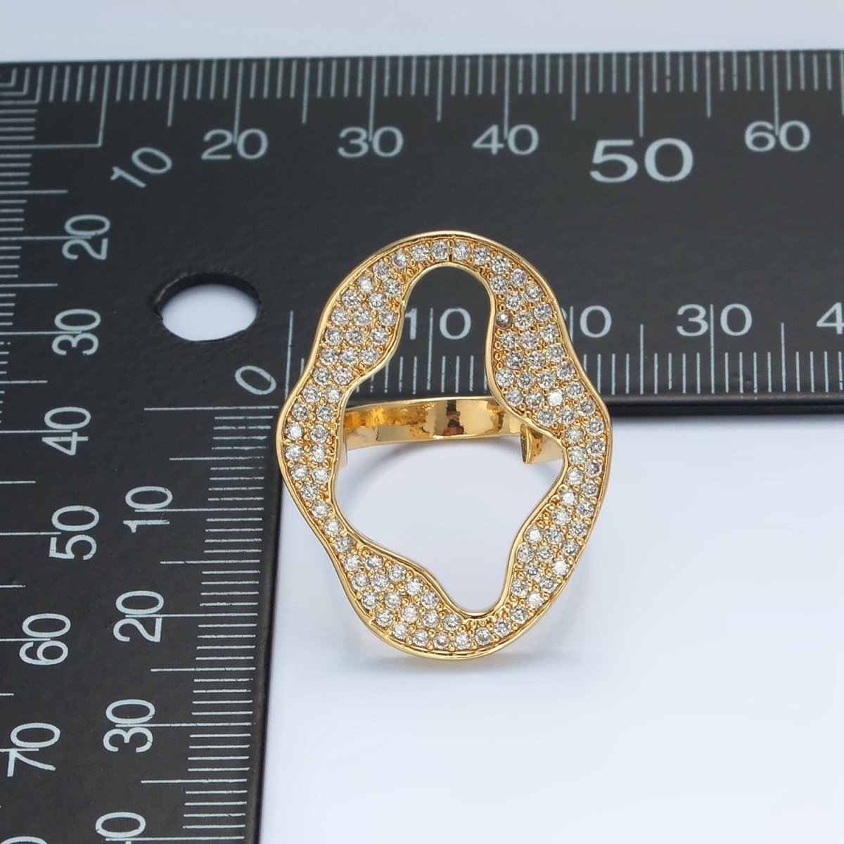 24K Gold Filled Open Abstract Micro Paved CZ Ring | U326