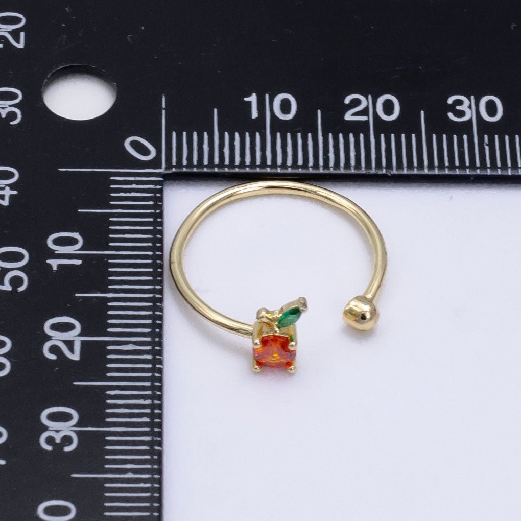 24K Gold Filled Orange Fruit CZ Open Ring | O1416