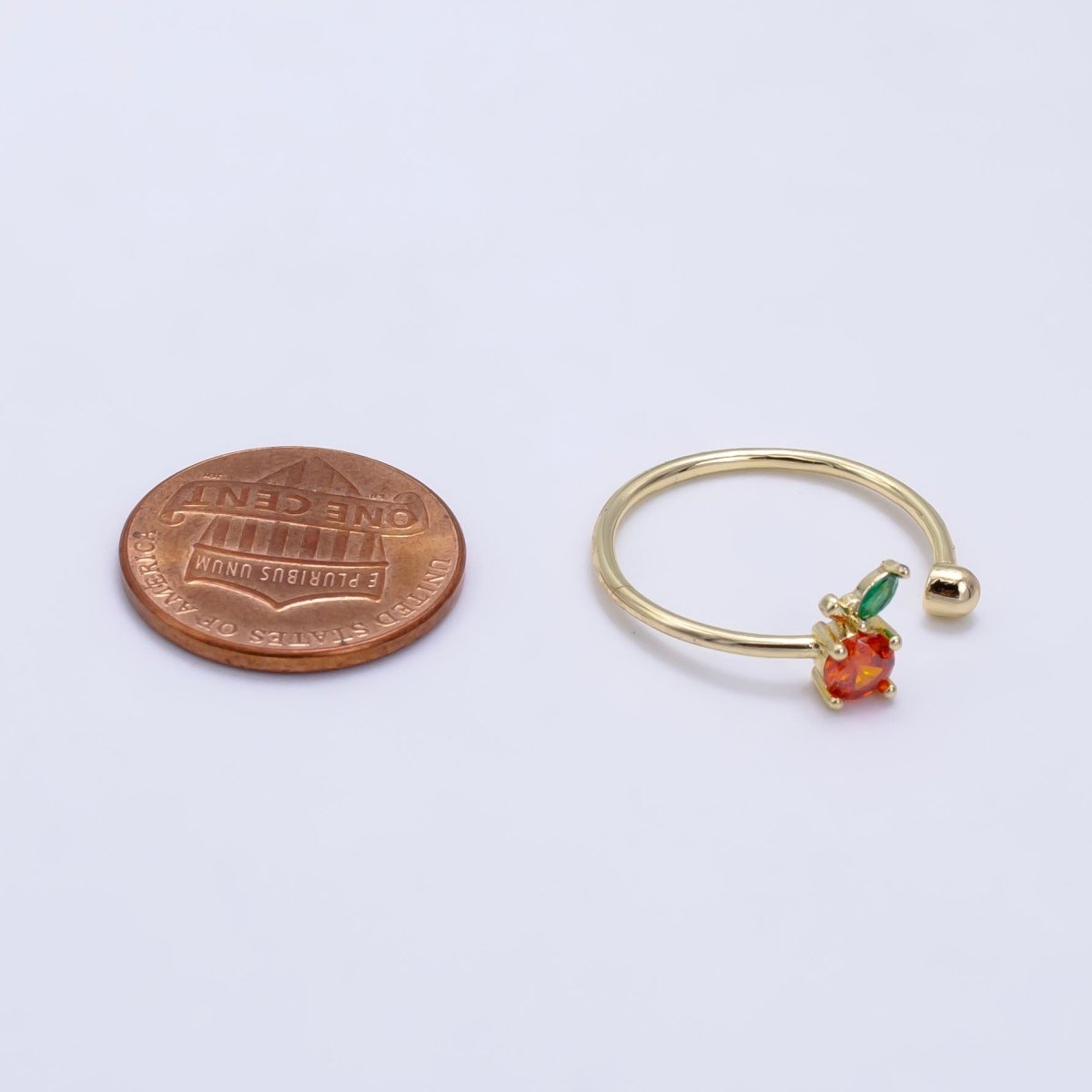 24K Gold Filled Orange Fruit CZ Open Ring | O1416