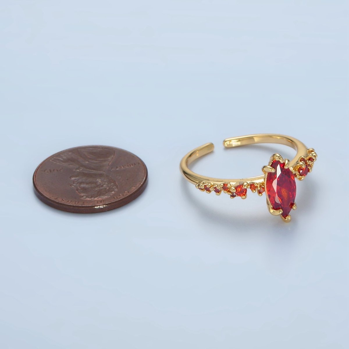 24K Gold Filled Orange Marquise CZ Solitaire Ring | O1408
