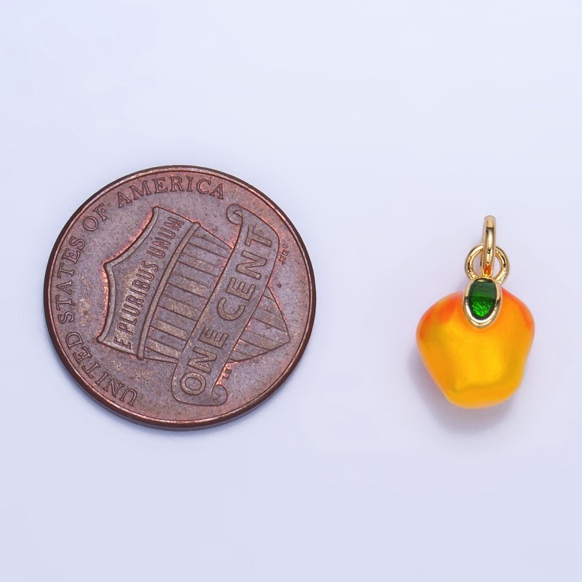 24K Gold Filled Orange Tangerine Fruit Enamel Mini Multidimensional Charm | W061