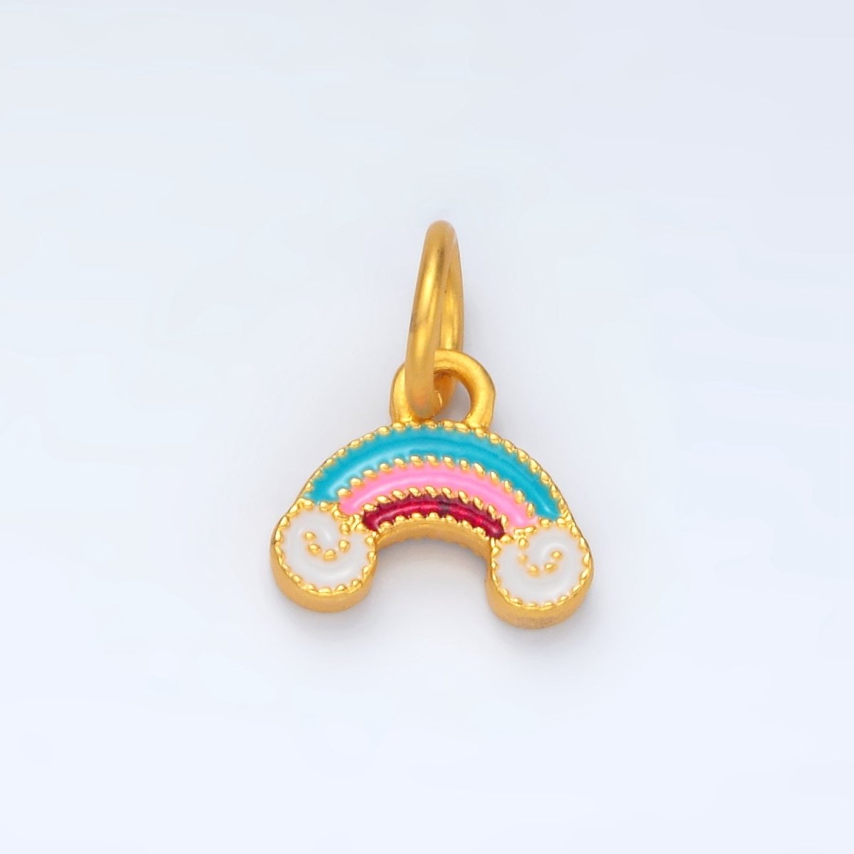 24K Gold Filled Mini Rainbow Cloudy Weather Enamel Charm | M156