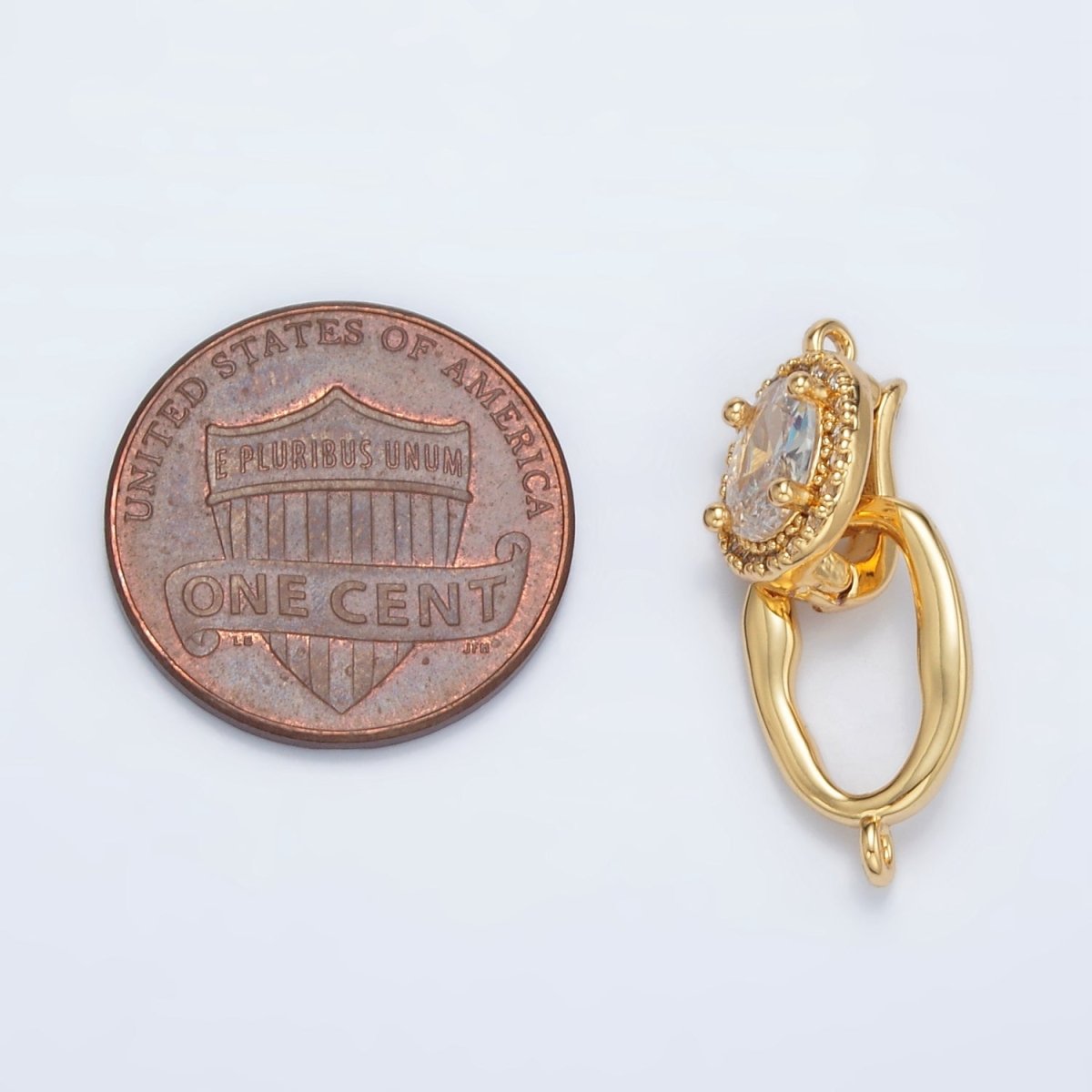 24K Gold Filled Clear CZ Micro Paved Snap Latch Oval Closure Findings Set | Z890