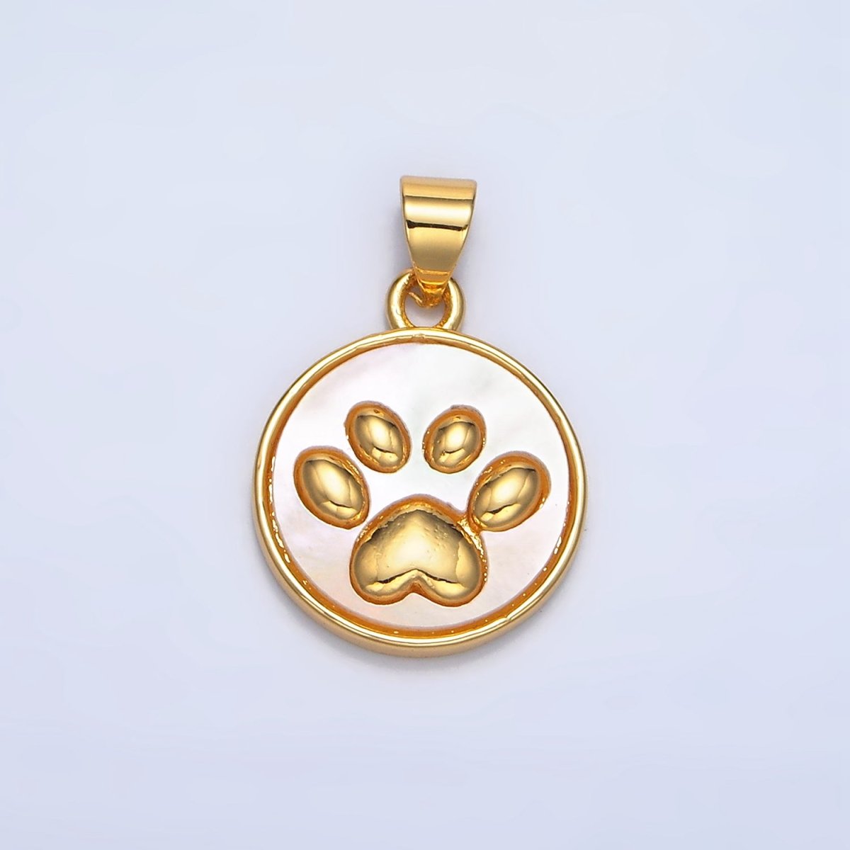 24K Gold Filled Paw Print Stamped Round Pendant | AA-983