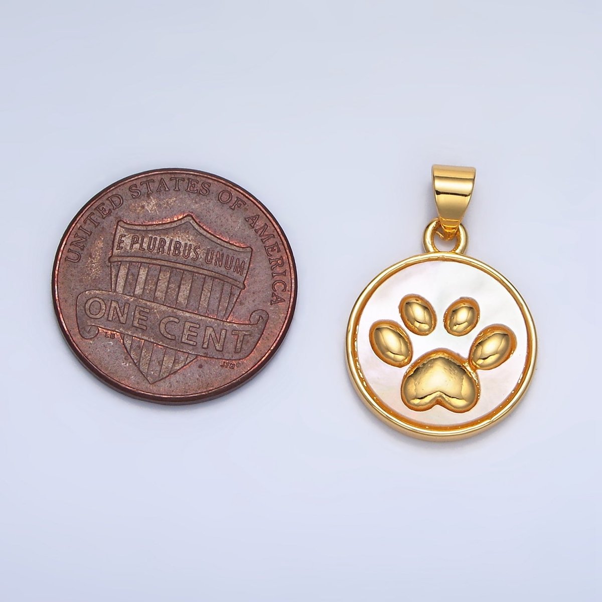 24K Gold Filled Paw Print Stamped Round Pendant | AA-983