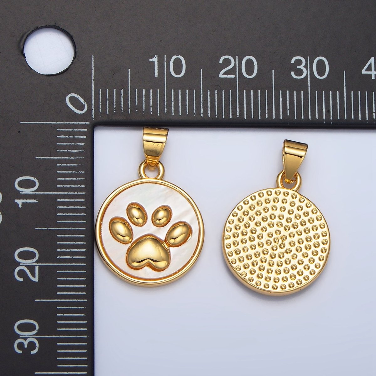 24K Gold Filled Paw Print Stamped Round Pendant | AA-983
