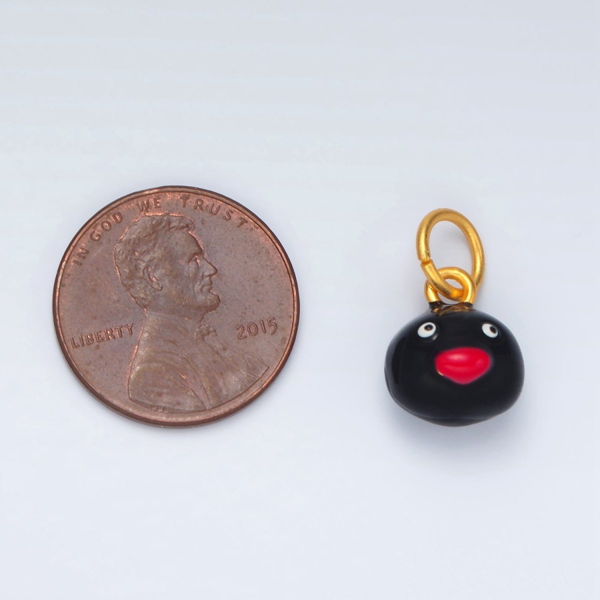 24K Gold Filled Penguin Head Animal Enamel Mini Charm | AG921