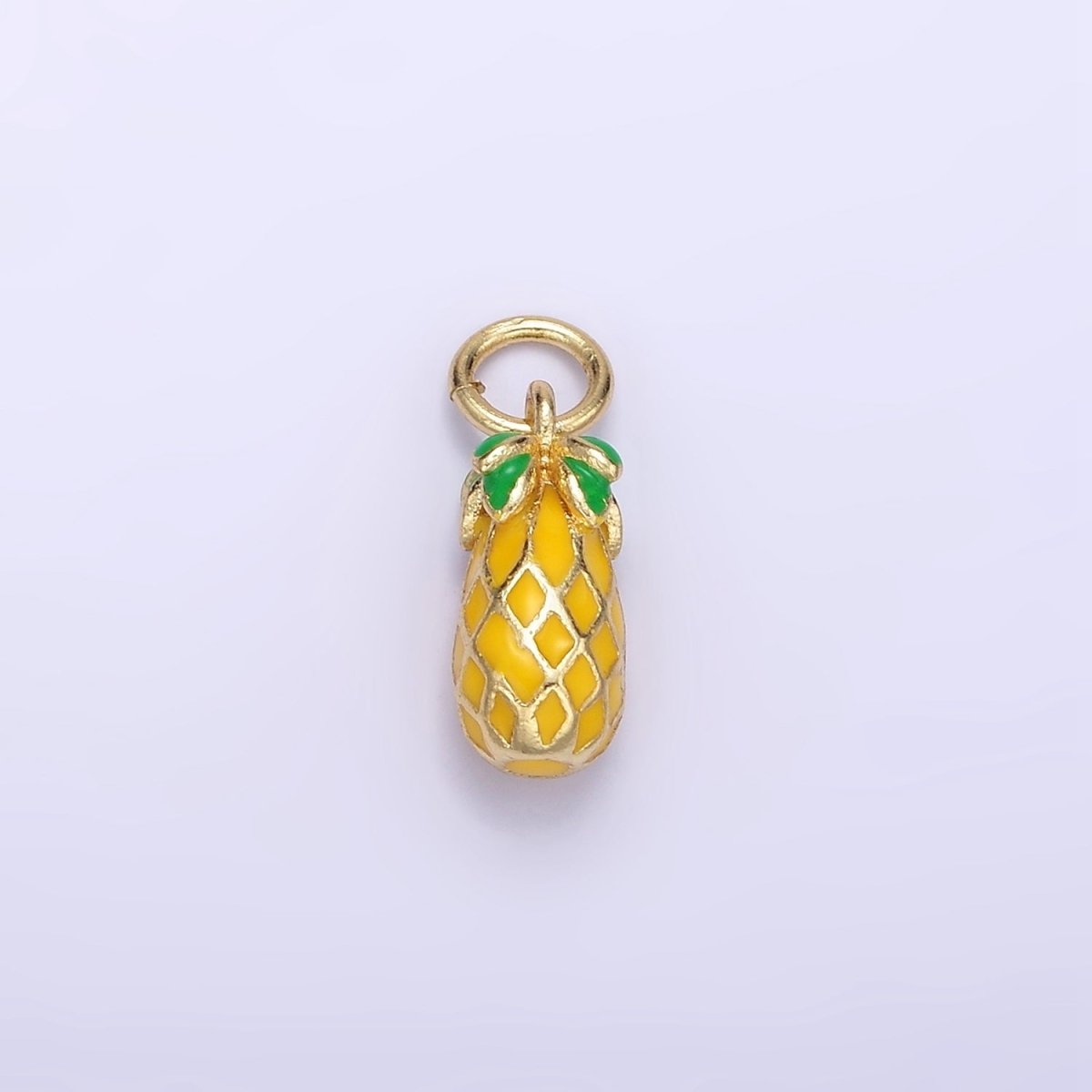 24K Gold Filled Pineapple Fruit Enamel Charm | C743