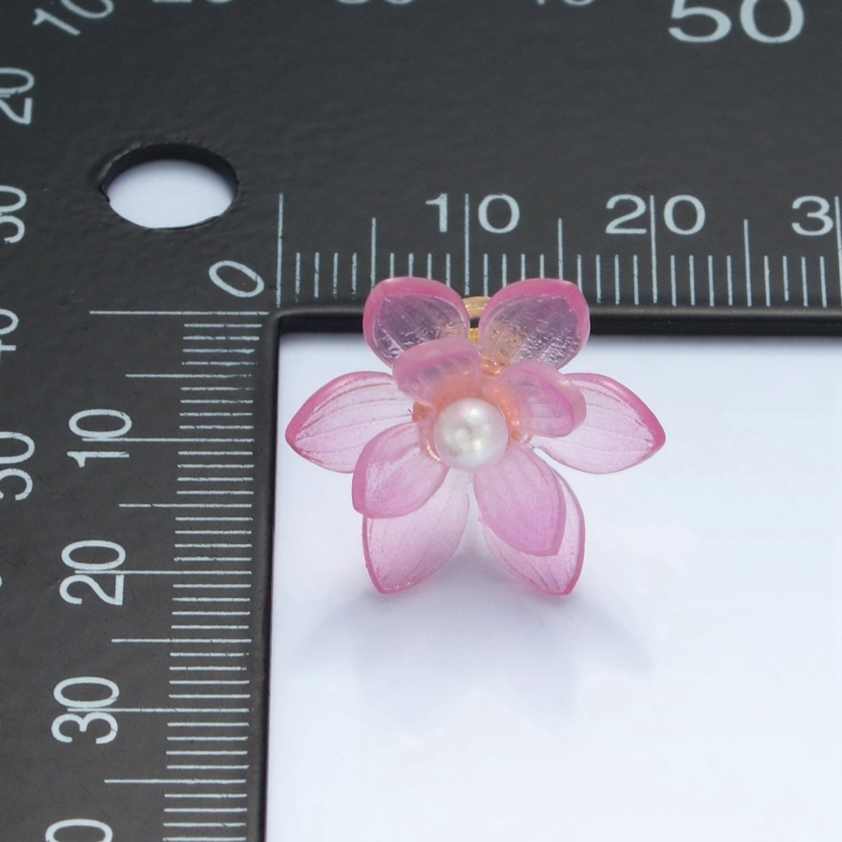 24K Gold Filled Pink Acrylic Sakura Flower Stud Earrings | P099