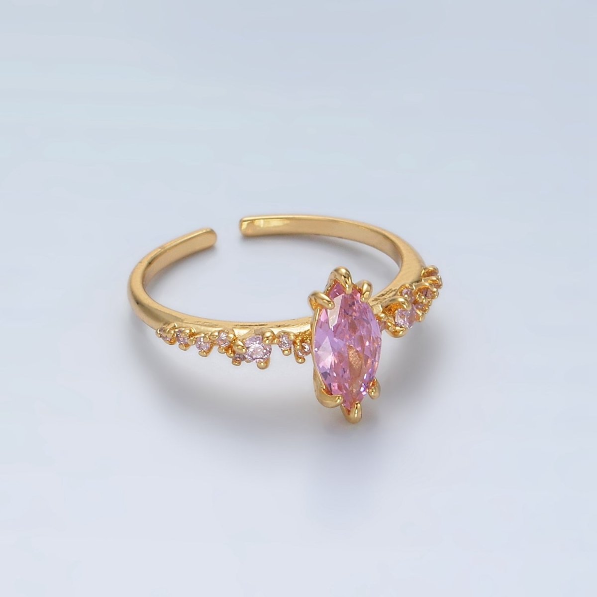 24K Gold Filled Pink Marquise CZ Solitaire Ring | U318