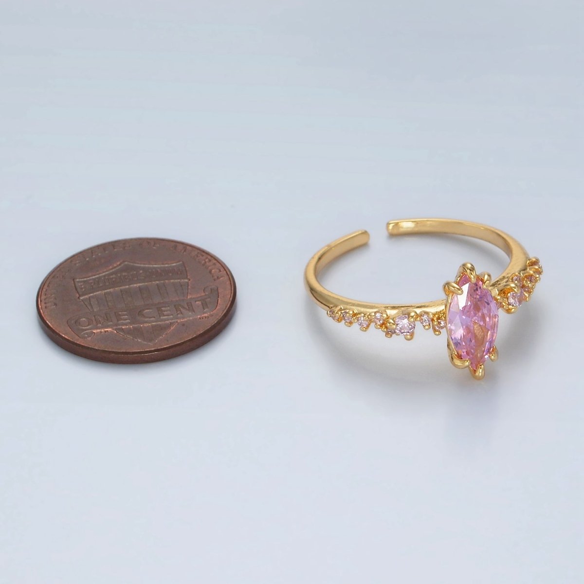 24K Gold Filled Pink Marquise CZ Solitaire Ring | U318