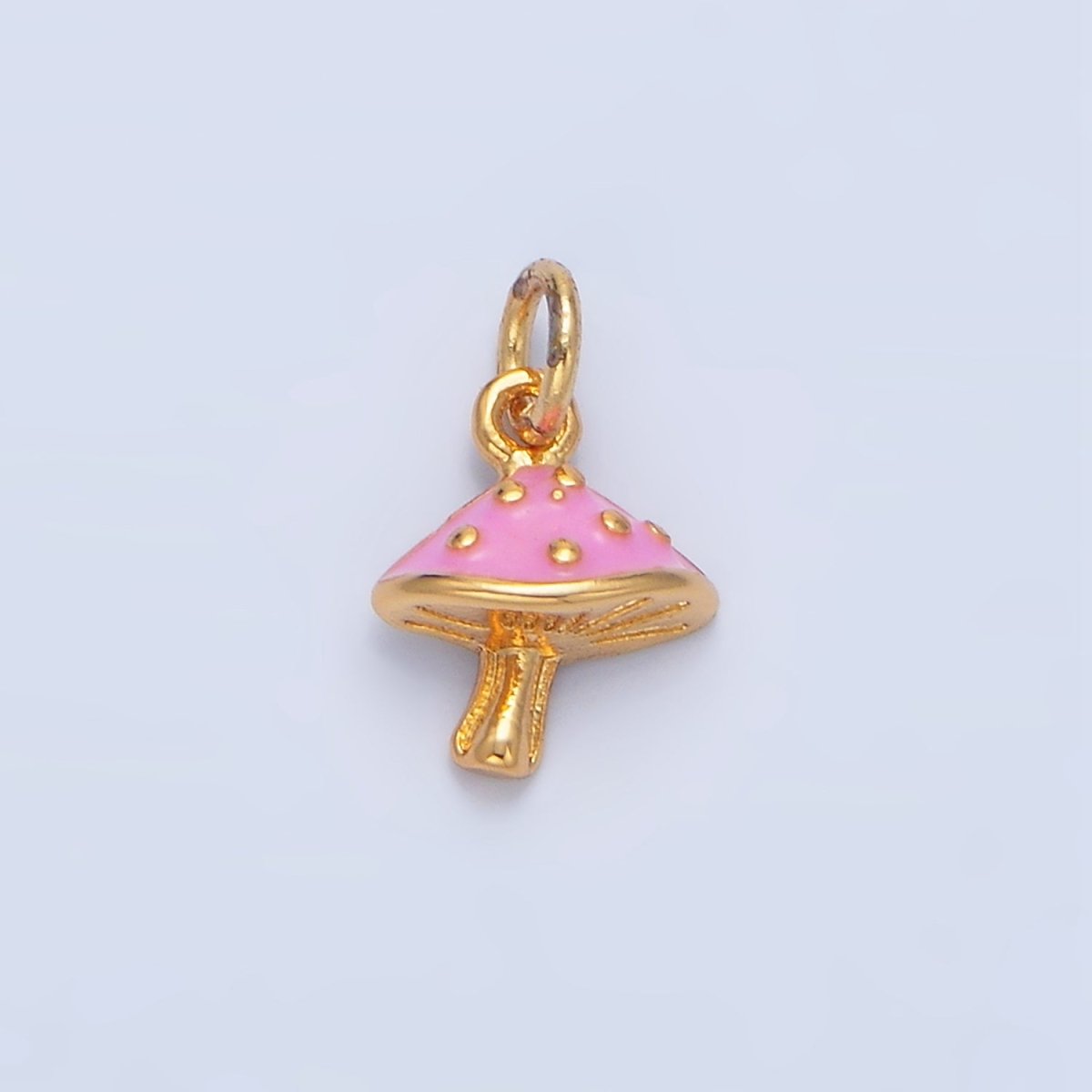 24K Gold Filled Pink Enamel Mushroom Charm | X845