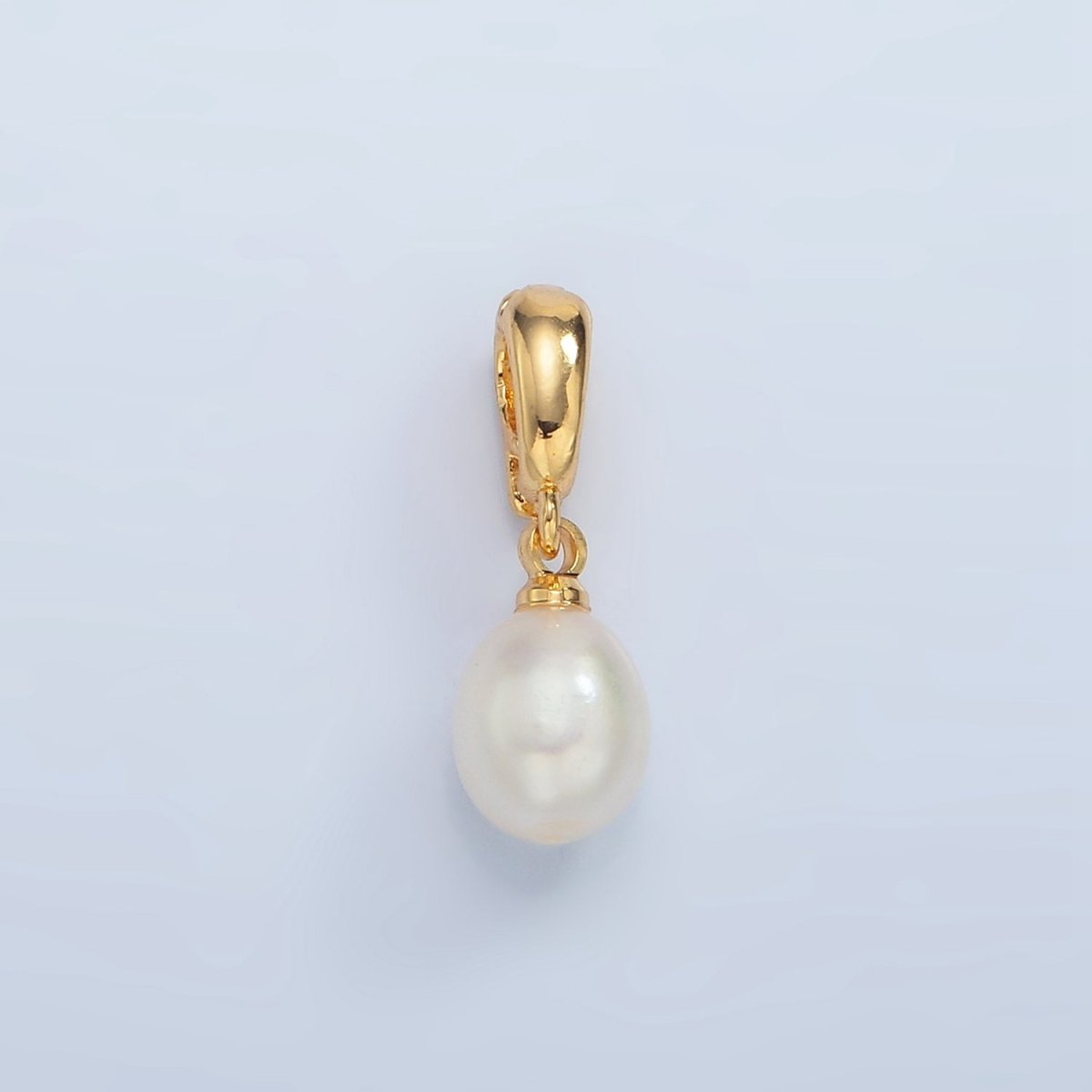 24K Gold Filled Pink, White Freshwater Pearl Snap Latch Bail Pendant | P1900 P1901