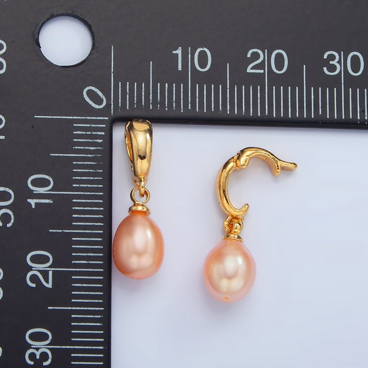 24K Gold Filled Pink, White Freshwater Pearl Snap Latch Bail Pendant | P1900 P1901