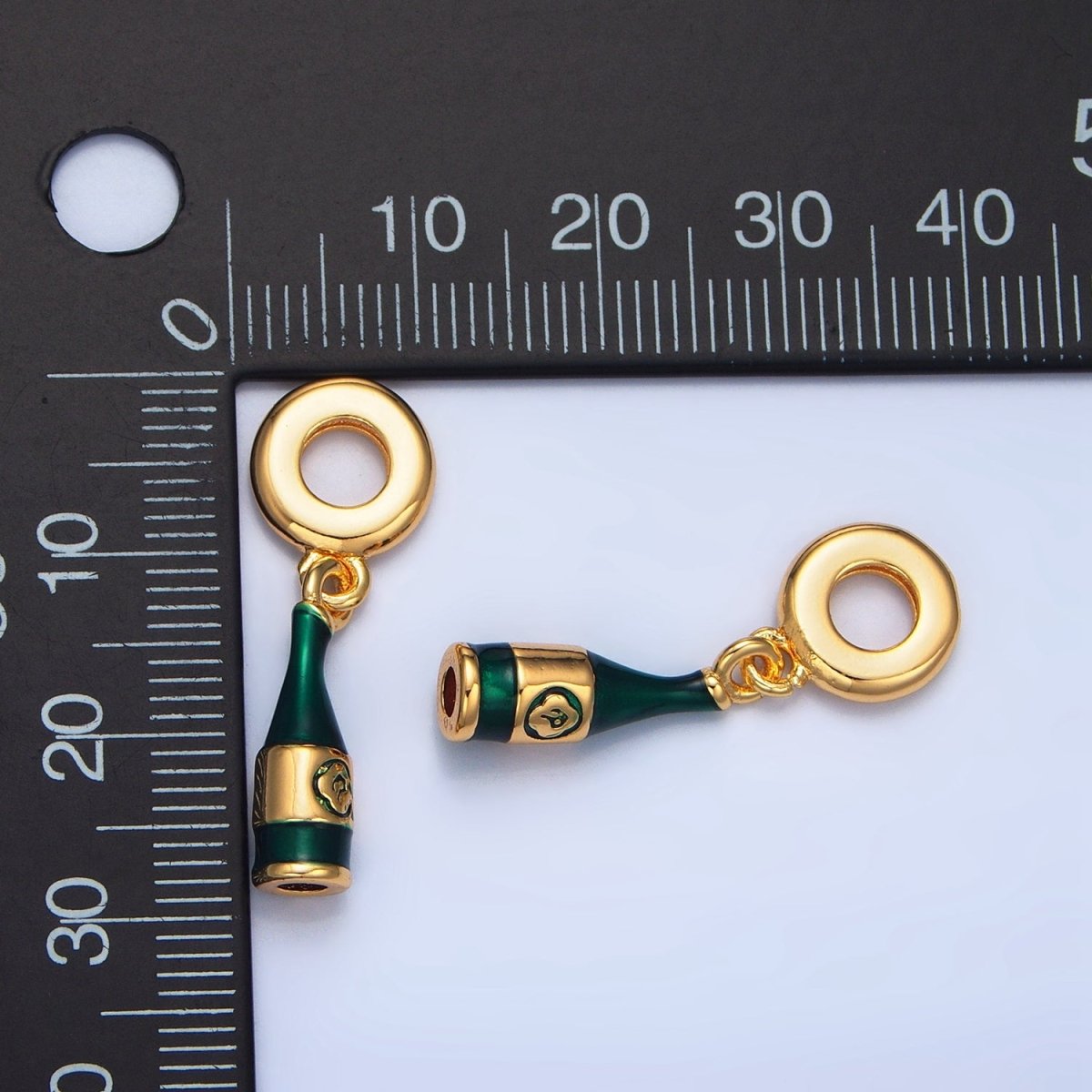 24K Gold Filled Pinot Noir Wine Alcohol Drink Enamel Rhondelle Bail Drop Pendant | X742