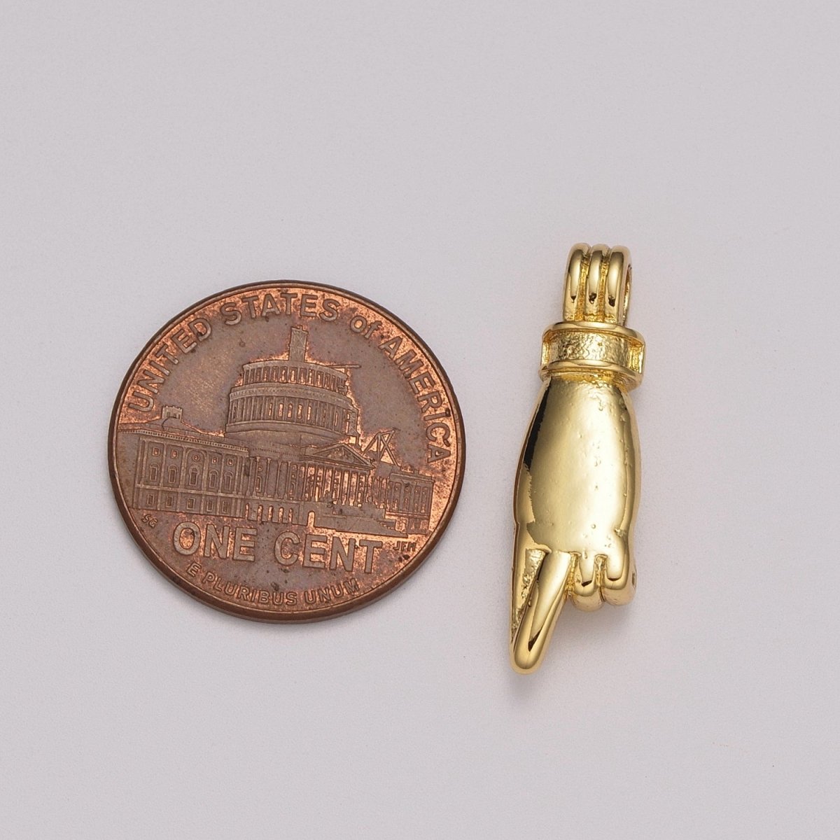 24K Gold Filled Point Hand Gesture Minimalist Multidimensional Pendant | AA989