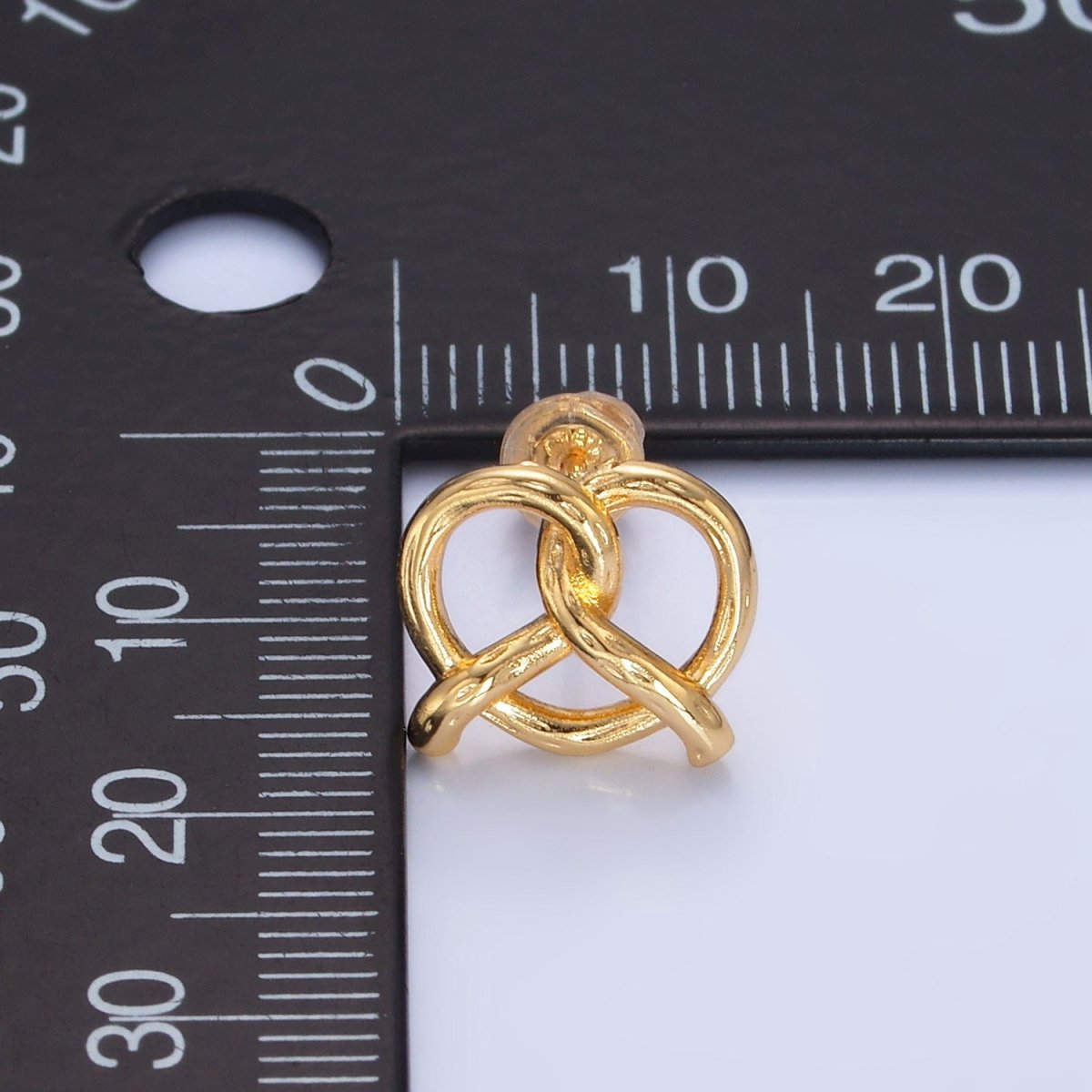 24K Gold Filled Pretzel Pastry Minimalist Stud Earrings | V493