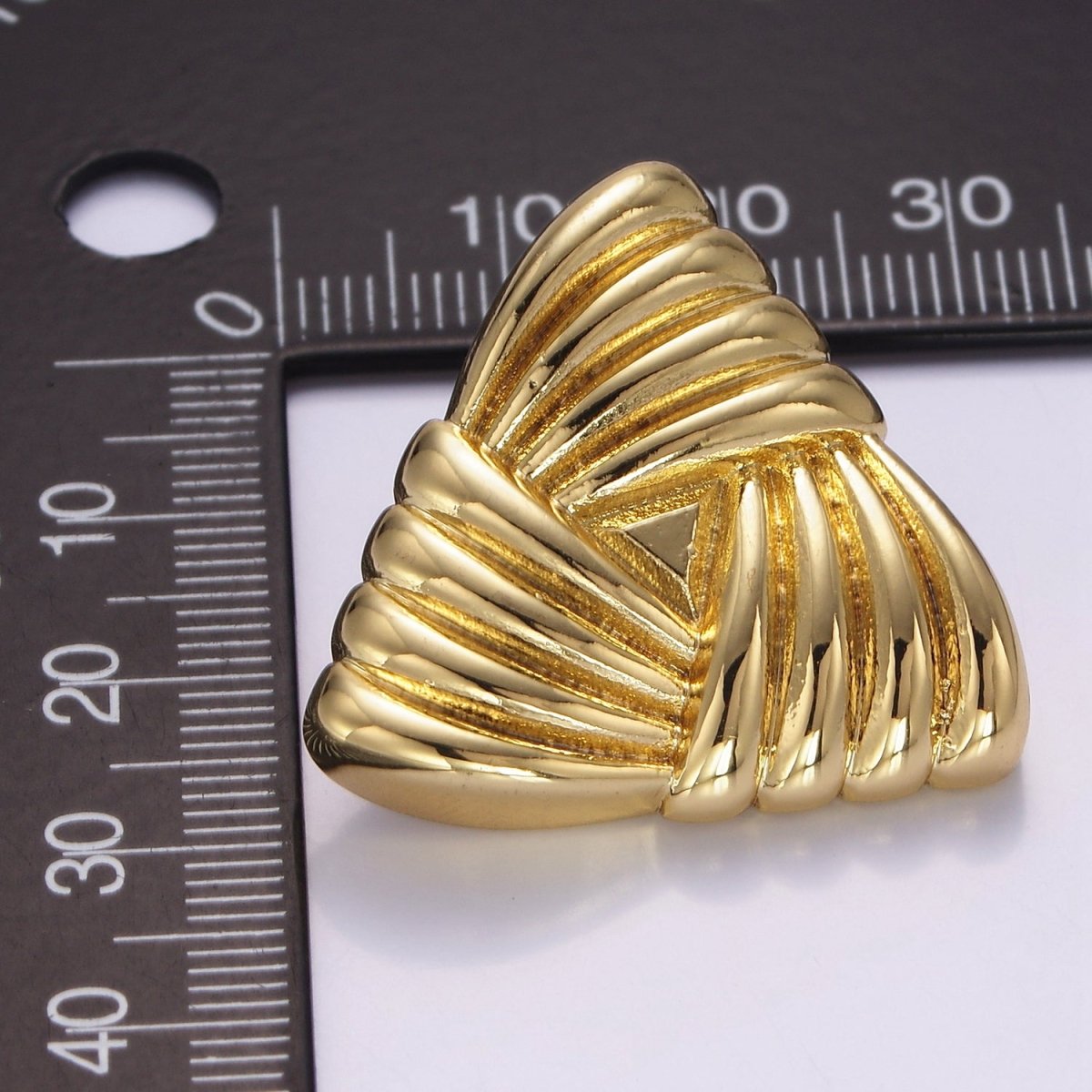 Chunky 24K Gold Filled Puffed Knot Triangle Stud Earrings | P511