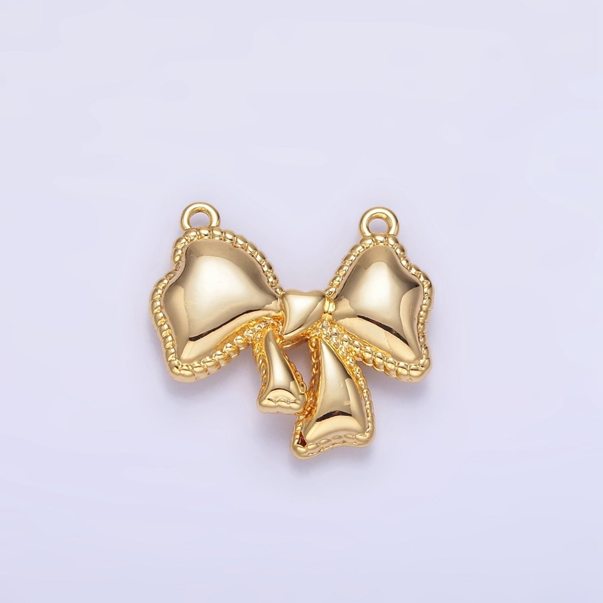 24K Gold Filled Puffed Ribbon Bow Connector | G826