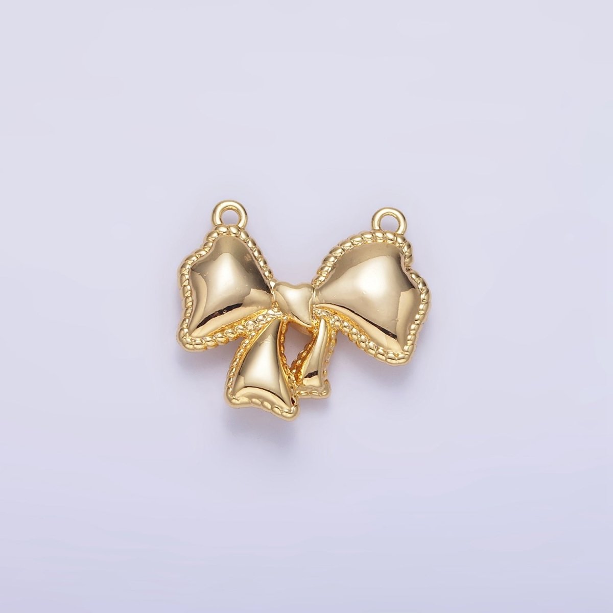 24K Gold Filled Puffed Ribbon Bow Connector | G826