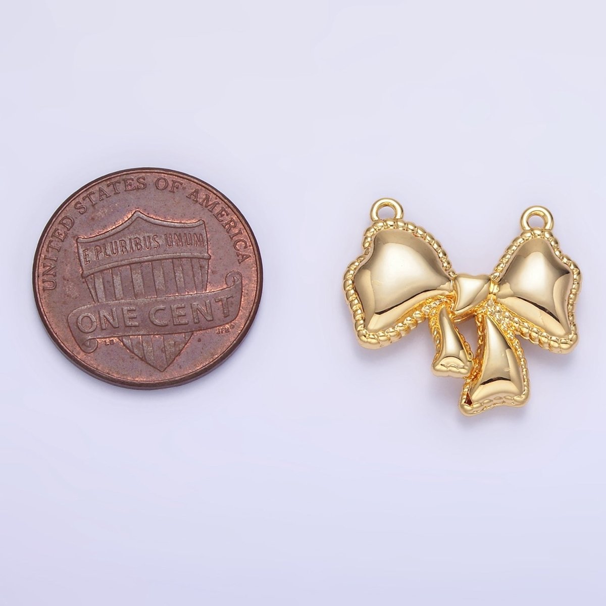 24K Gold Filled Puffed Ribbon Bow Connector | G826