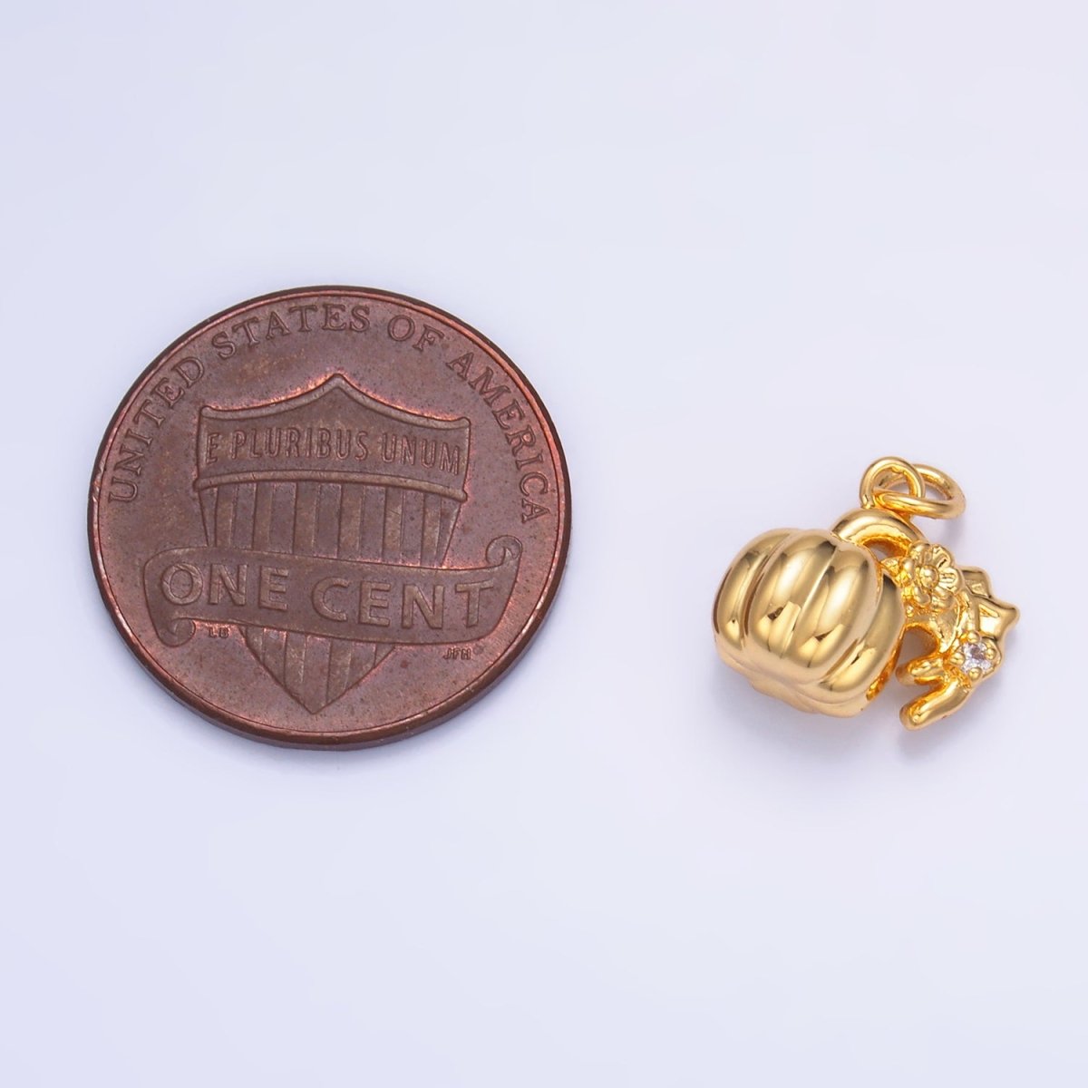 24K Gold Filled Pumpkin Flower Fruit 3D Multidimensional Charm in Gold & Silver | W358